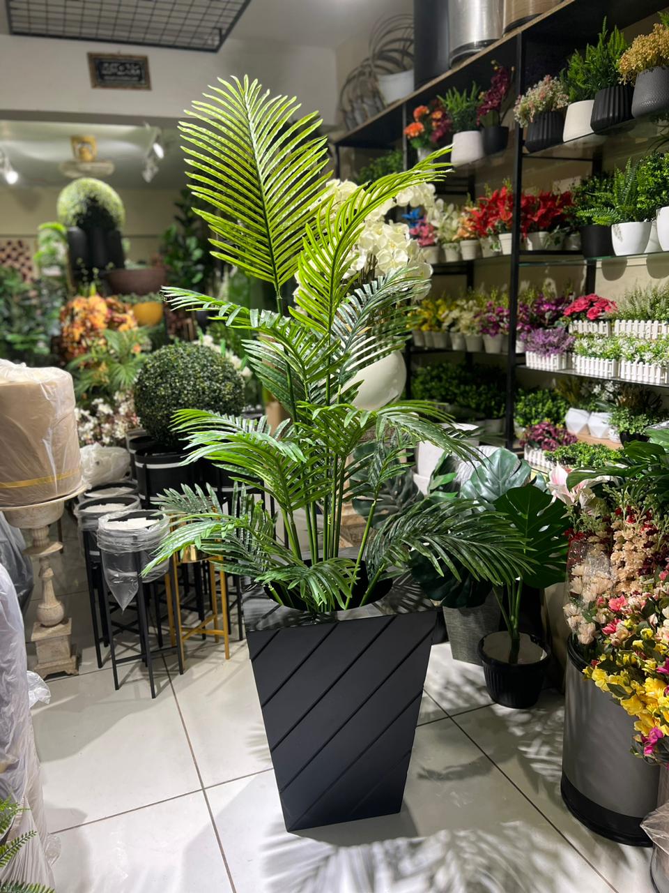 areca palm in planter Areca Palm with Ribs Fiber Planter – Fantasia Florist