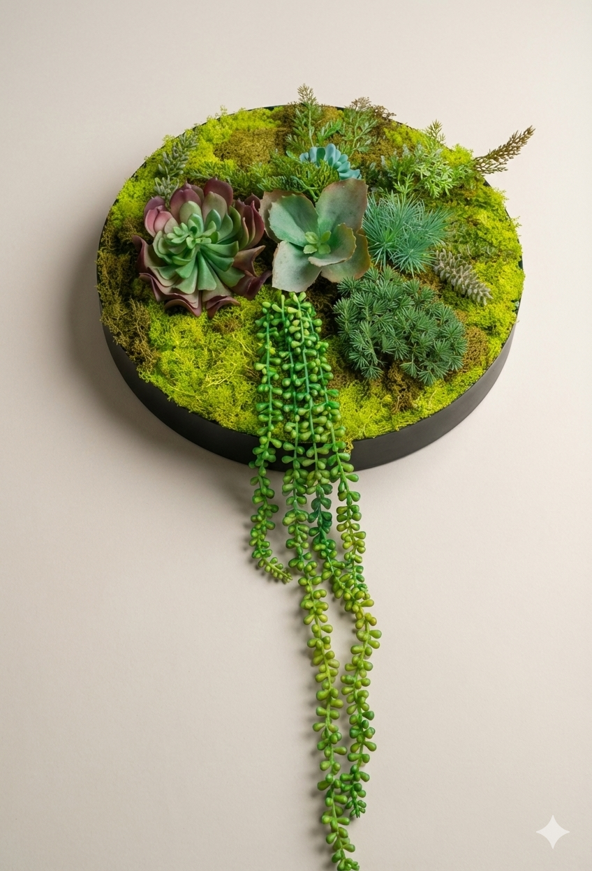 faux succulent wall hanging Moss Drift -Wall art – Fantasia Florist