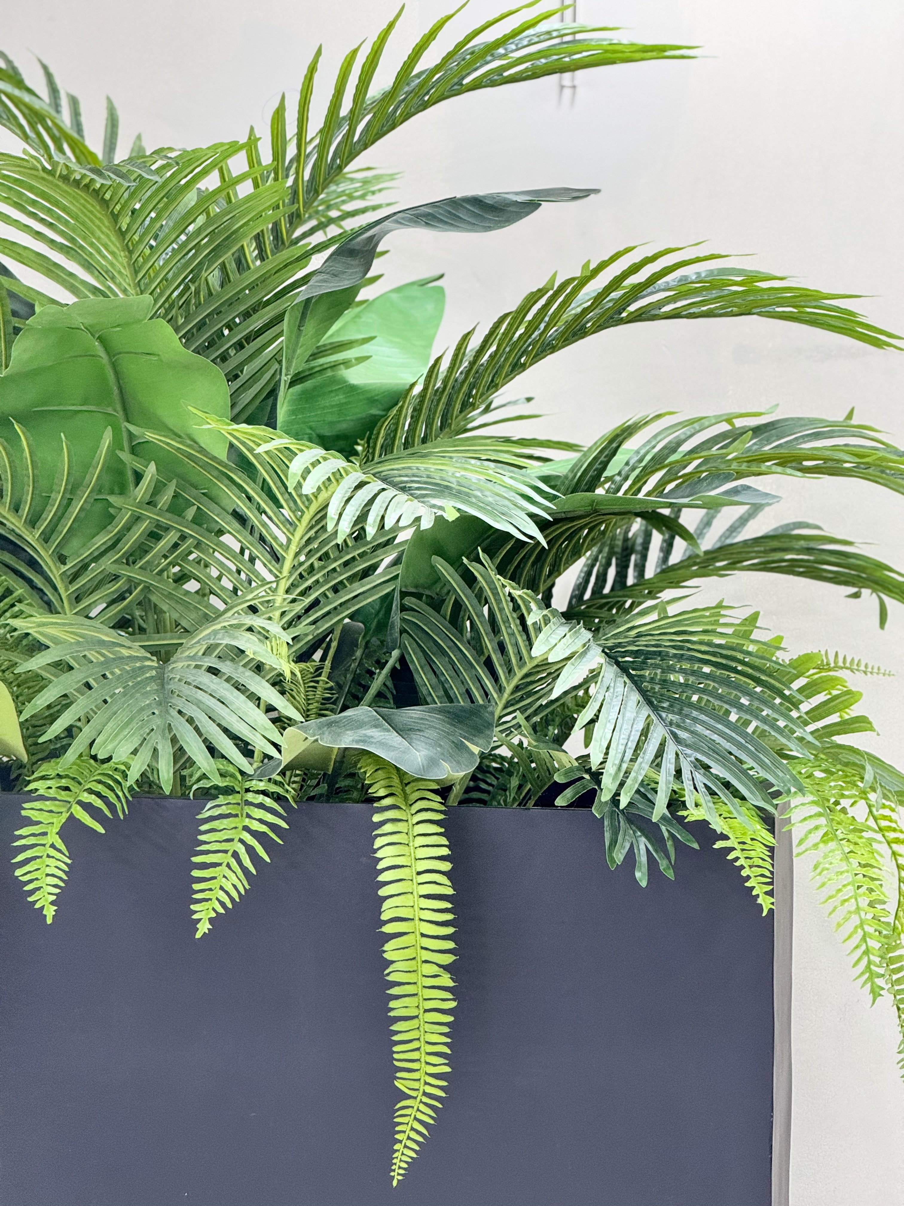 Tropical Horizon Fiber Planter – Premium Palm & Fern Arrangement