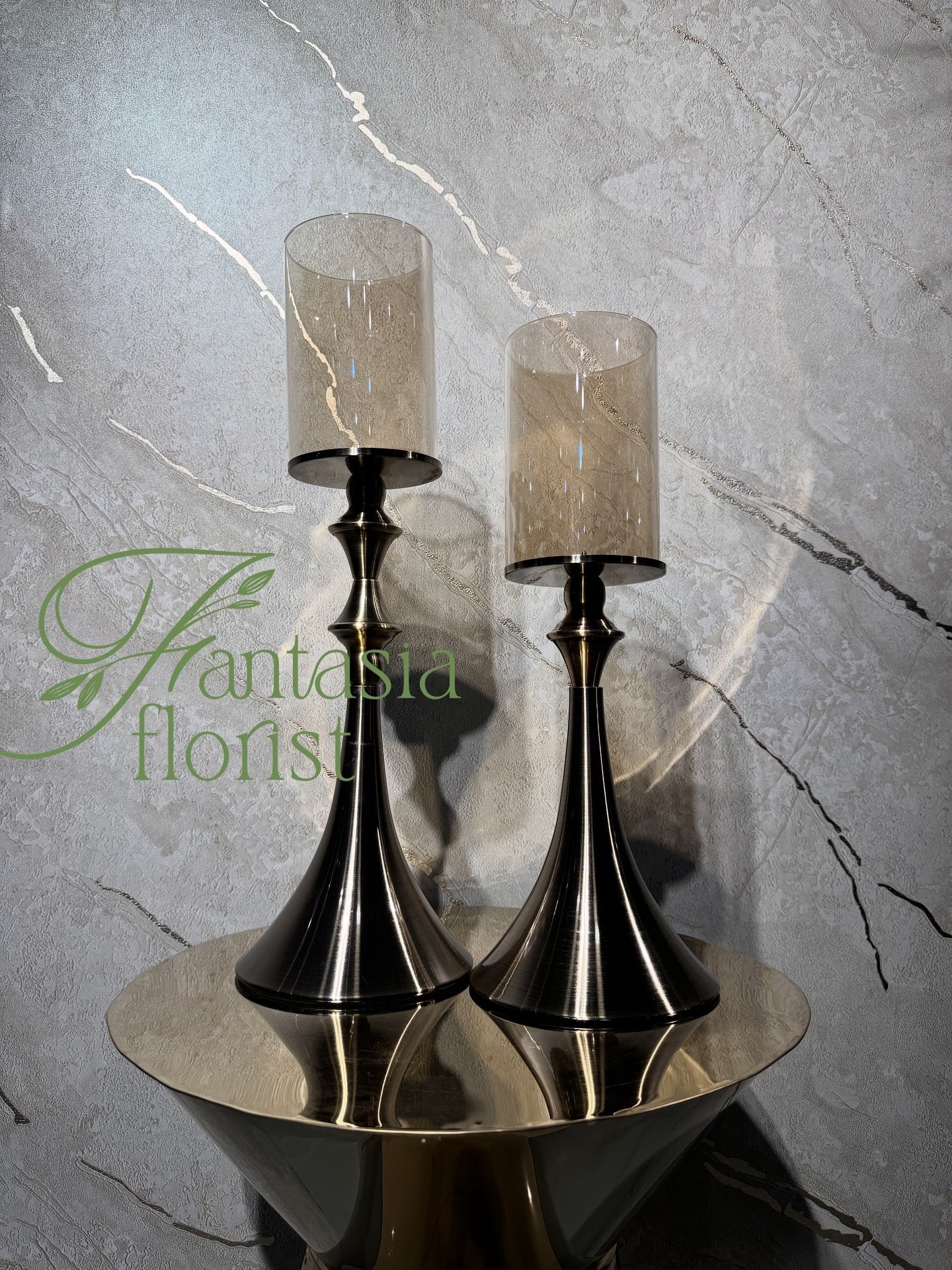 Luxury Brass Candle Stands with Glass Holders 🌟
