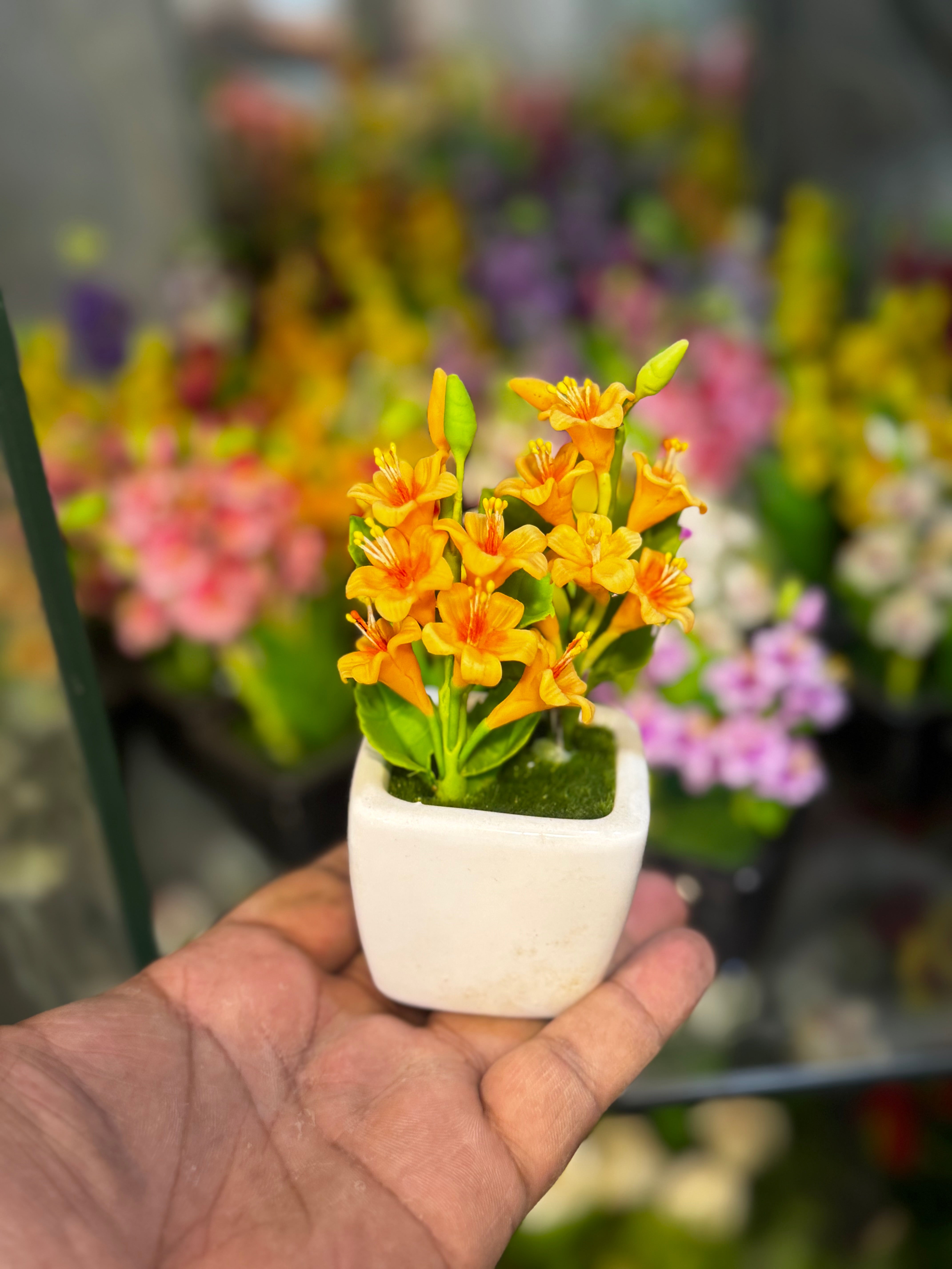 Handmade floral ceramic pots