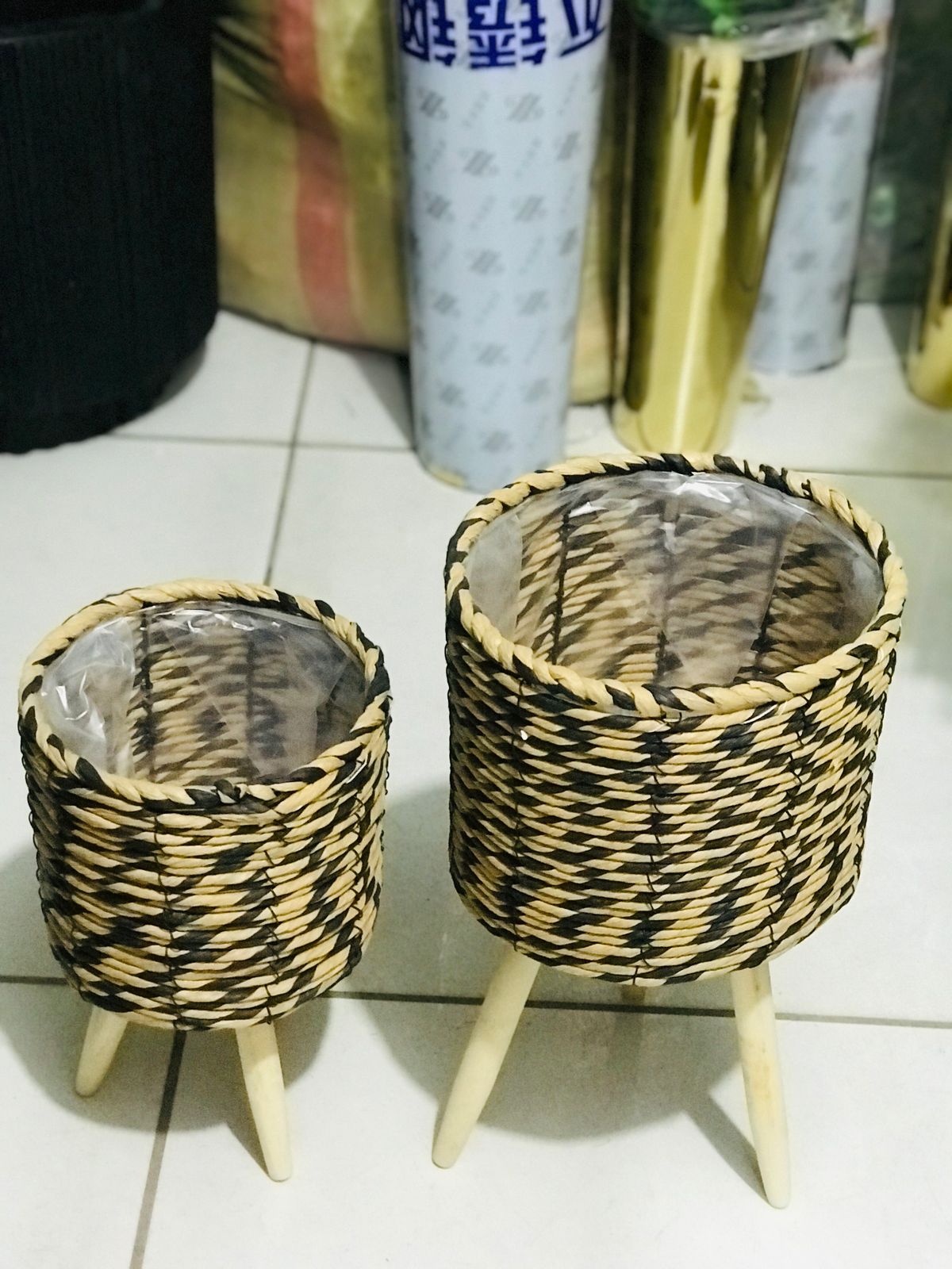 Ratan Woven planters