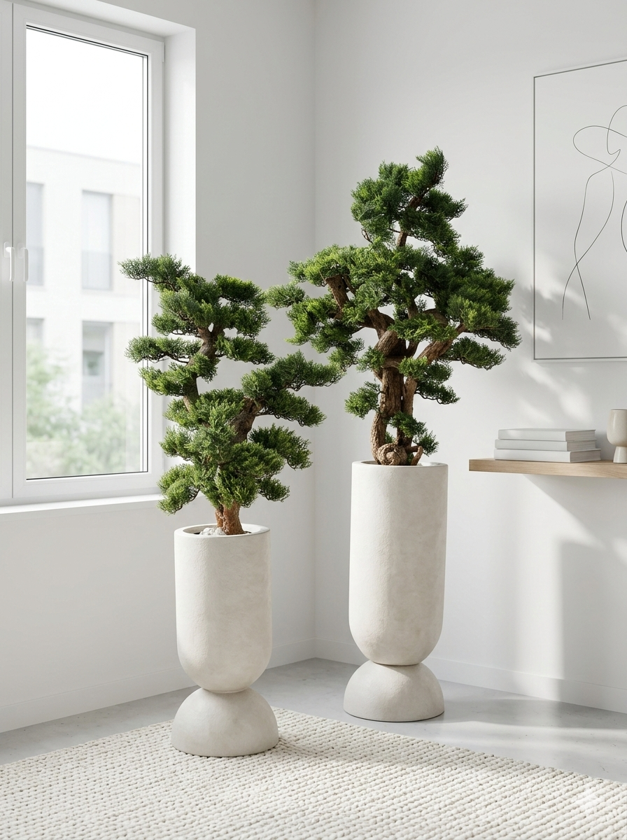 Ivory Pedestal Bonsai Planter.