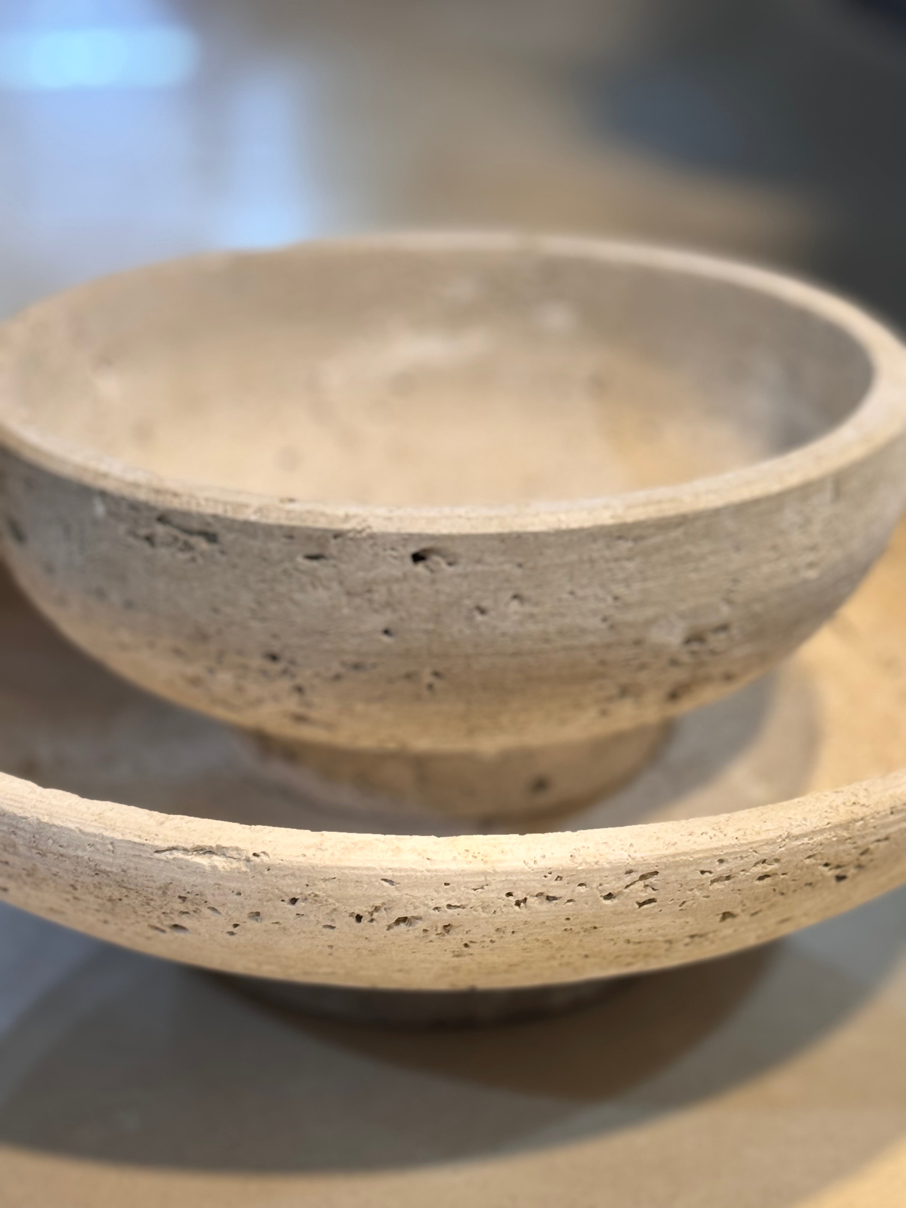 Natural Travertine Pedestal Bowl