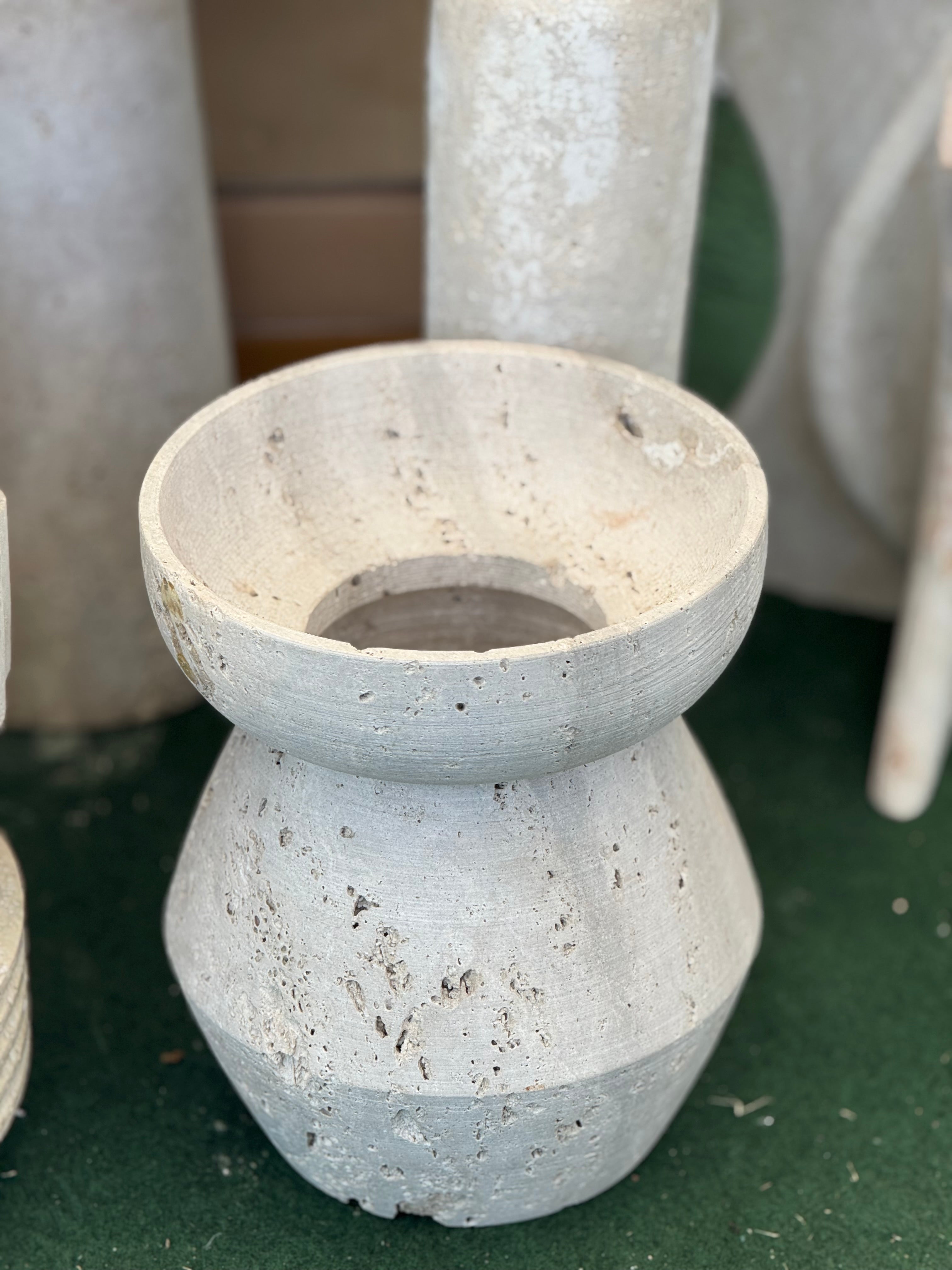 Travertine Modern Vase – Natural Stone Minimal Luxe Décor