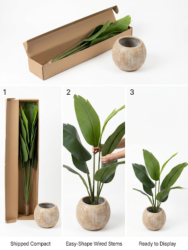 Banana Palm with Stone-Finish pot