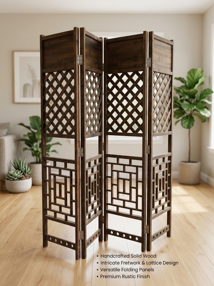 Handcrafted Spanish-Style Wooden Divider & Privacy Screen