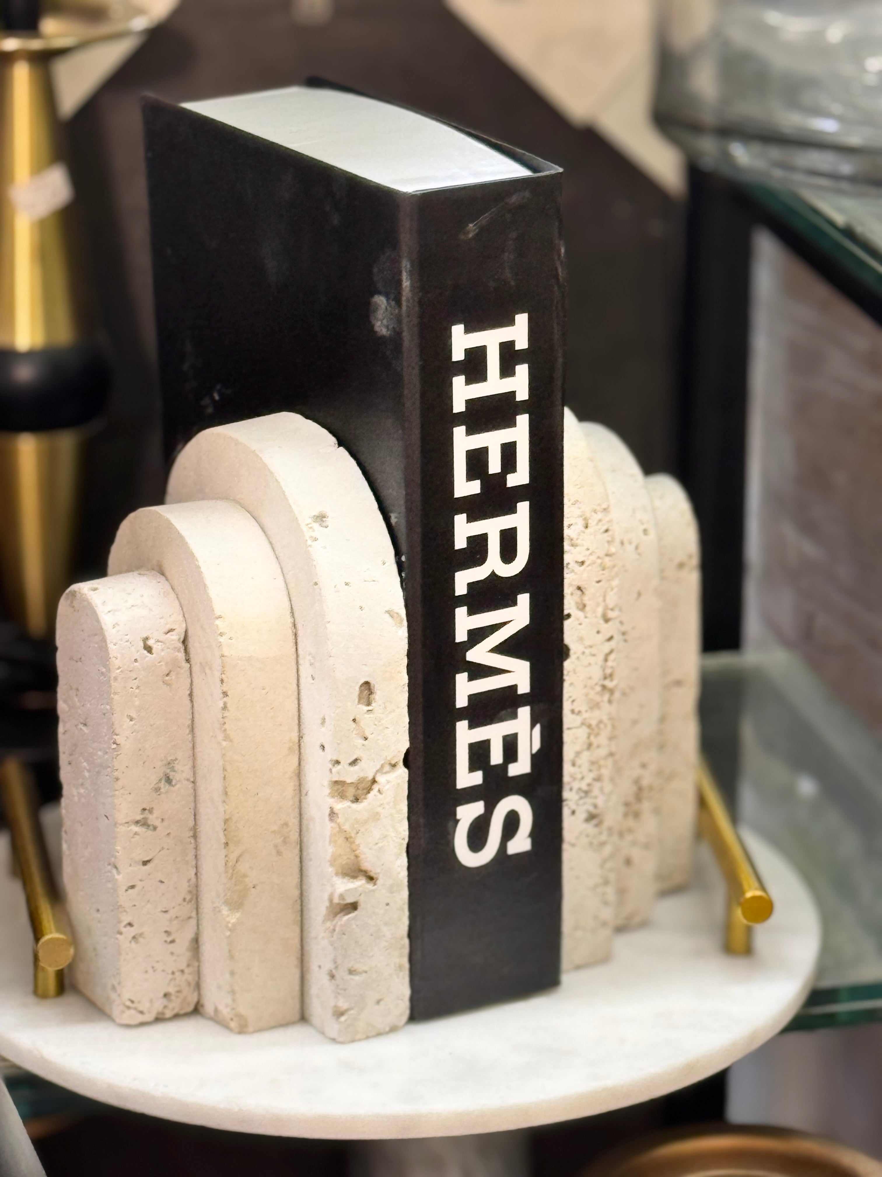 EARTHY TONE TRAVERTINE BOOKEND