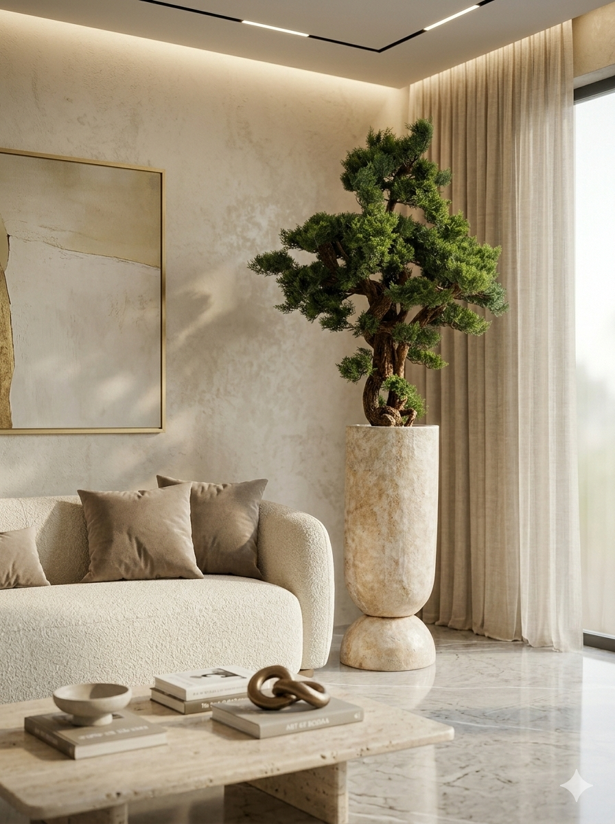 Ivory Pedestal Bonsai Planter.