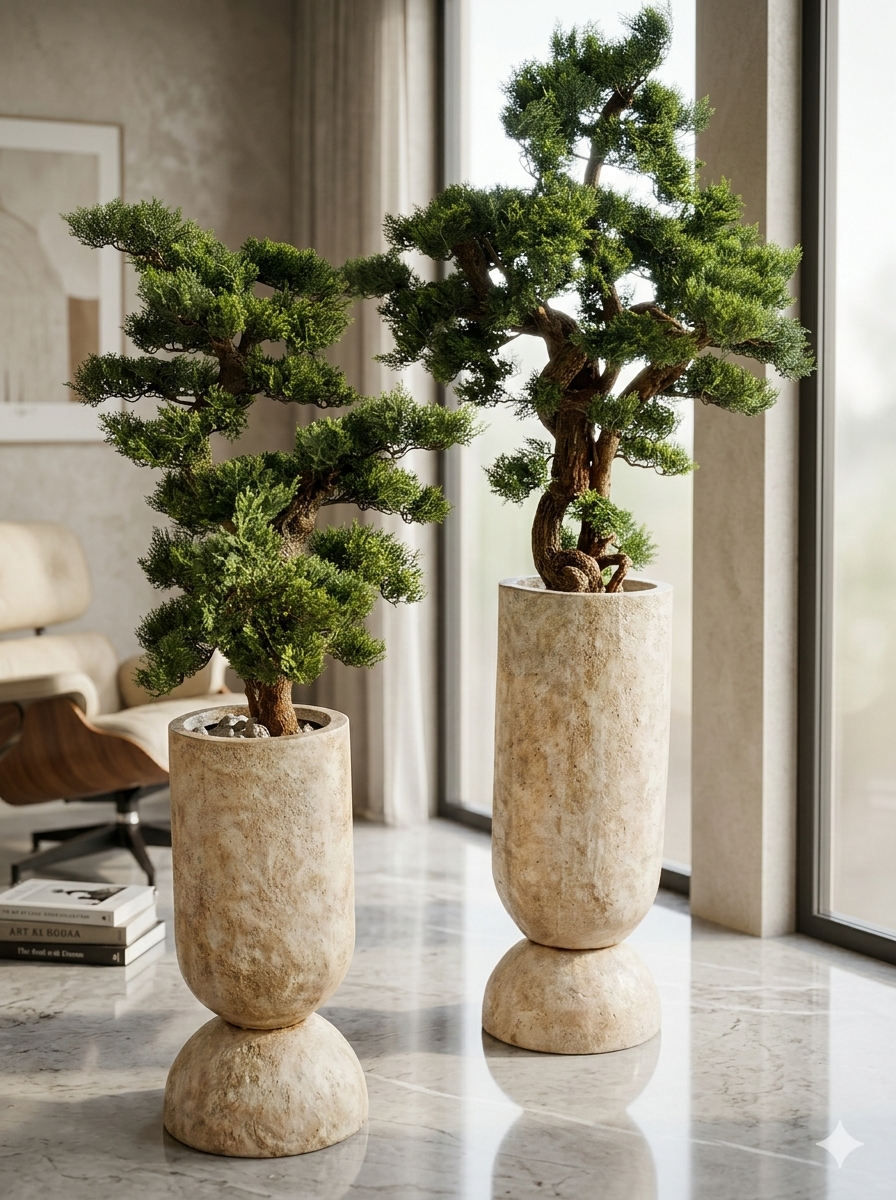 Ivory Pedestal Bonsai Planter.