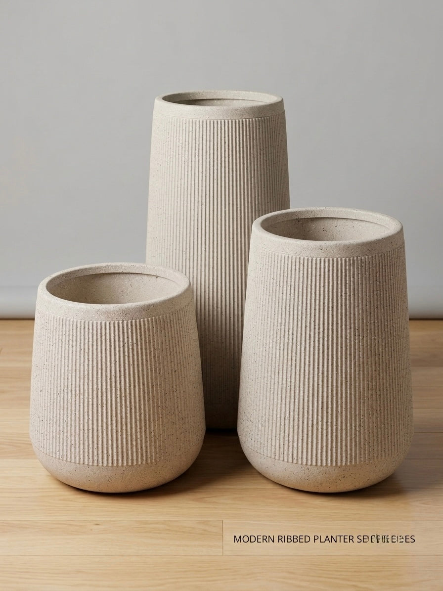 Modern Ribbed Planter set