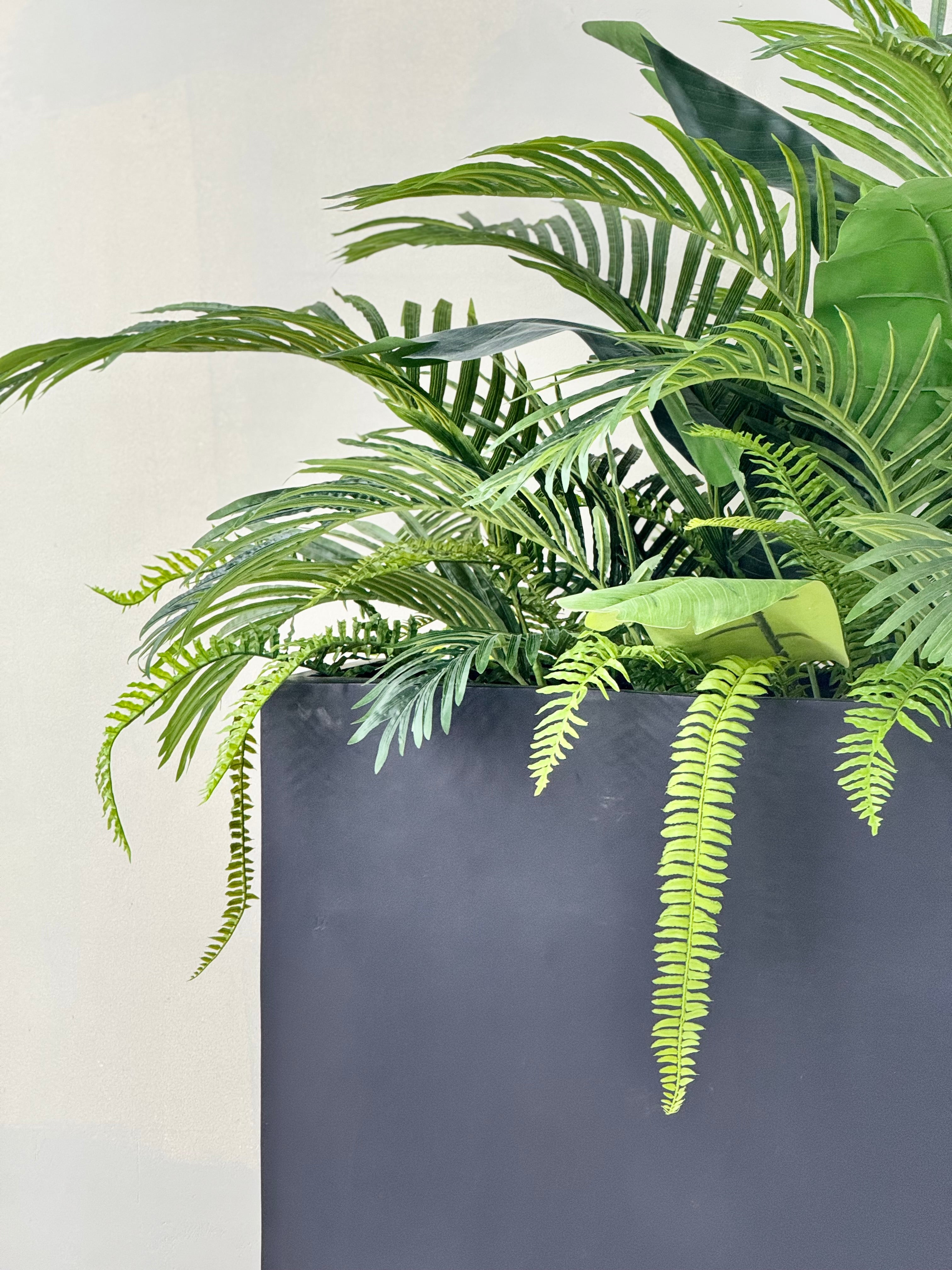 Tropical Horizon Fiber Planter – Premium Palm & Fern Arrangement