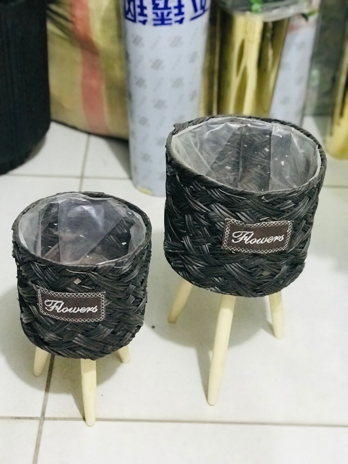 Ratan Woven planters