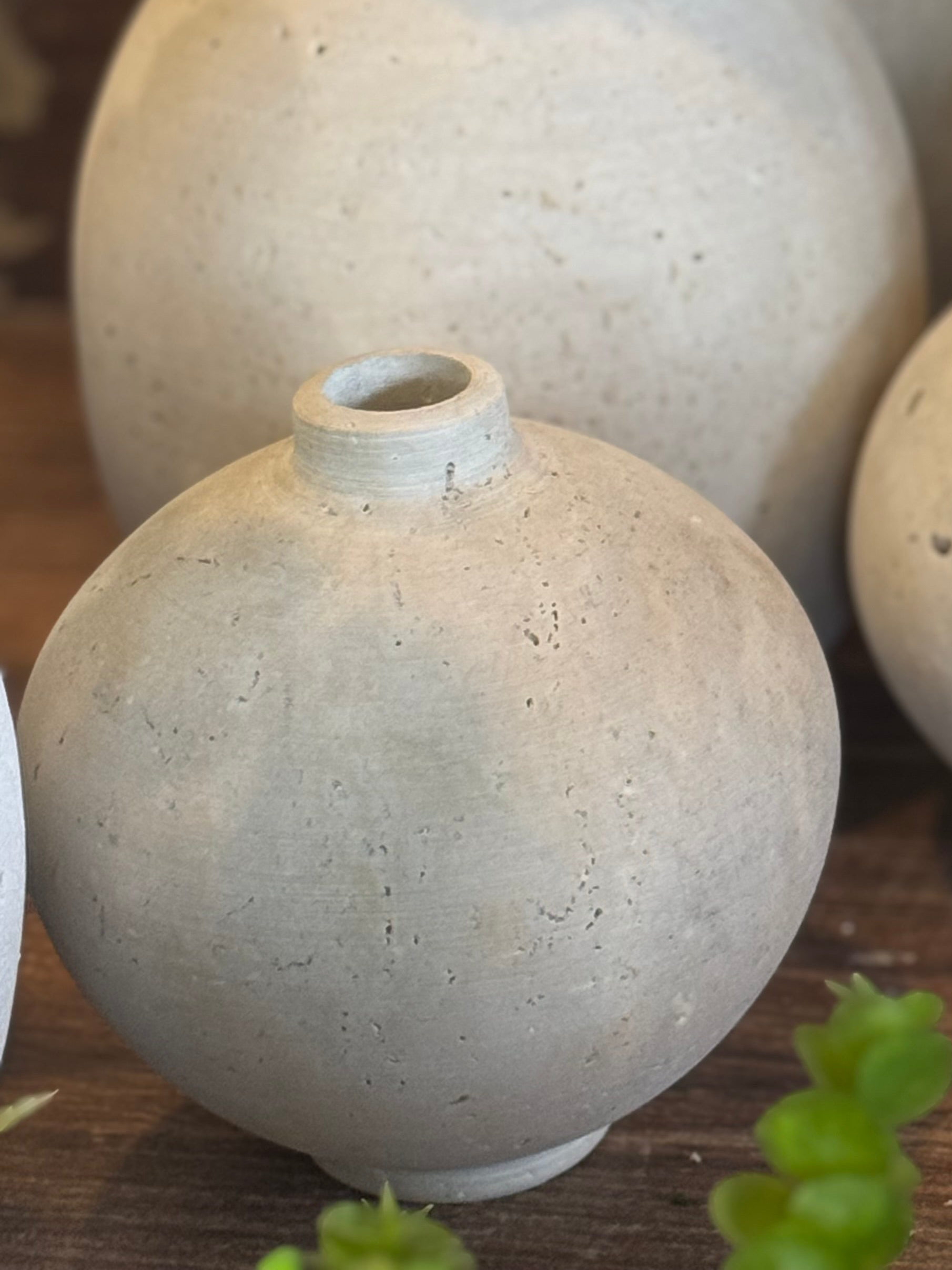 Travertine Modern Vase – Natural Stone Minimal Luxe Décor