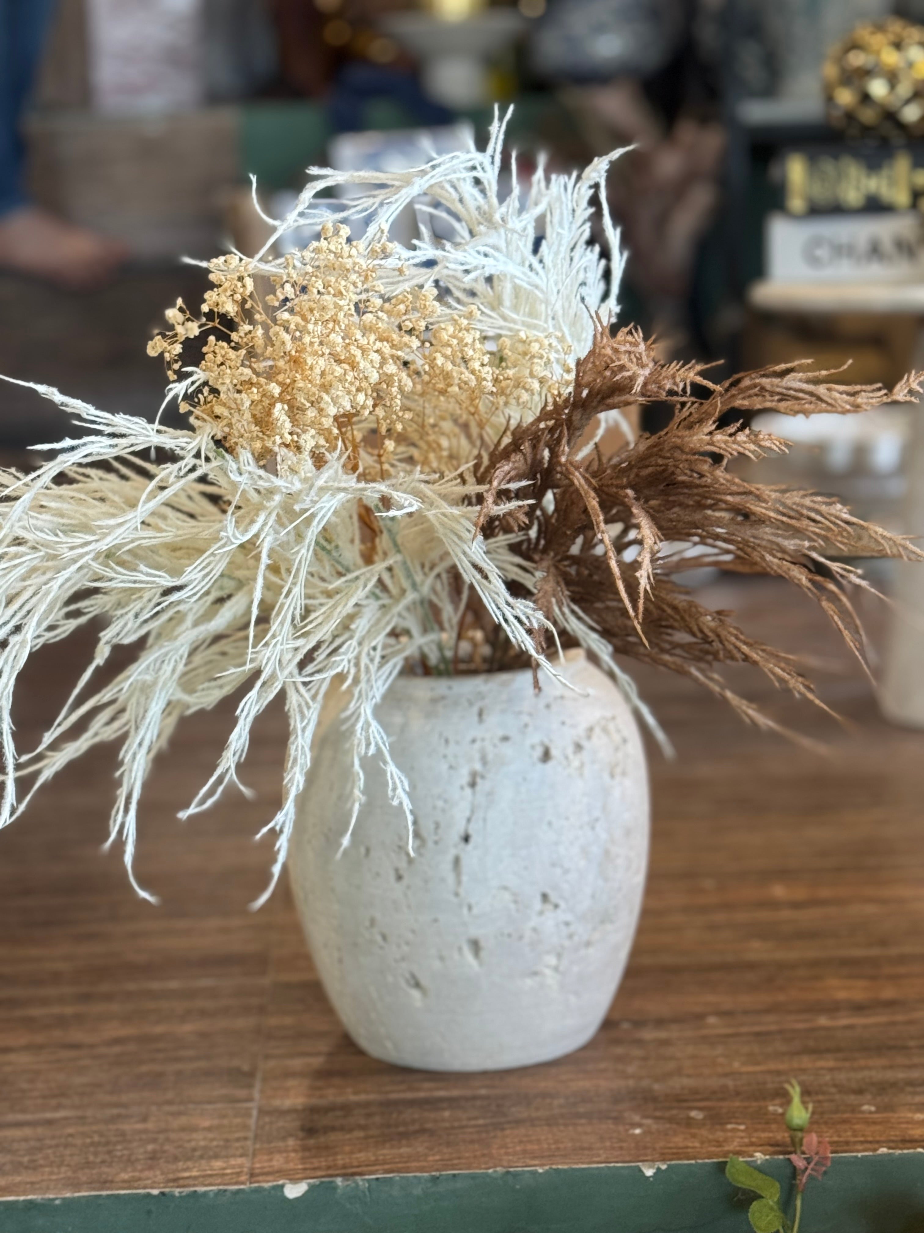 Travertine Modern Vase – Natural Stone Minimal Luxe Décor