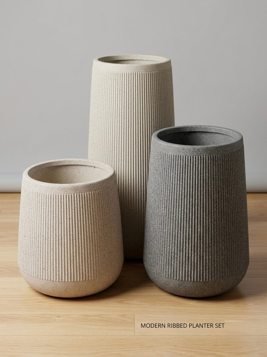 Modern Ribbed Planter set