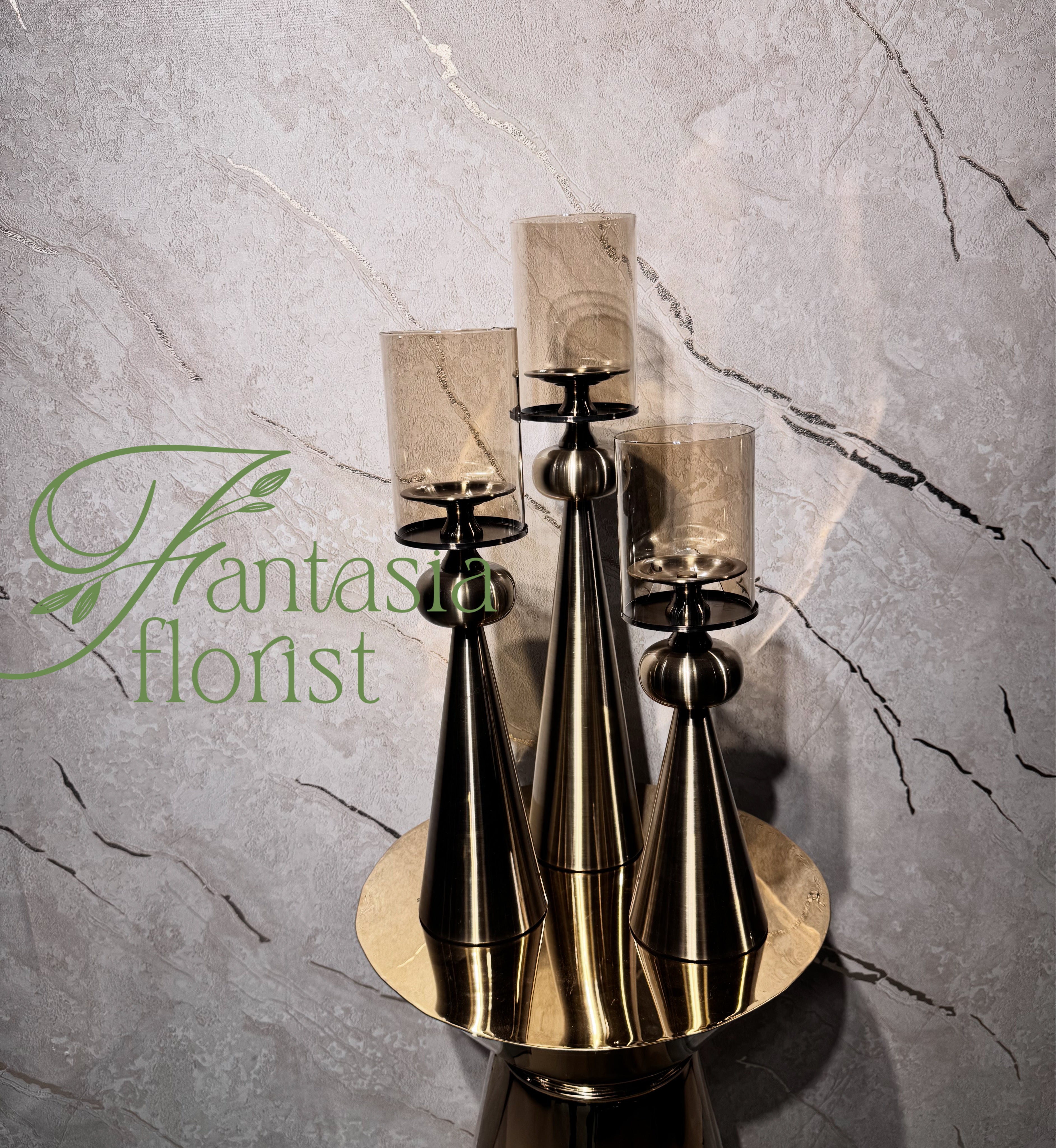 Luxury Brass Candle Stands with Glass Holders 🌟