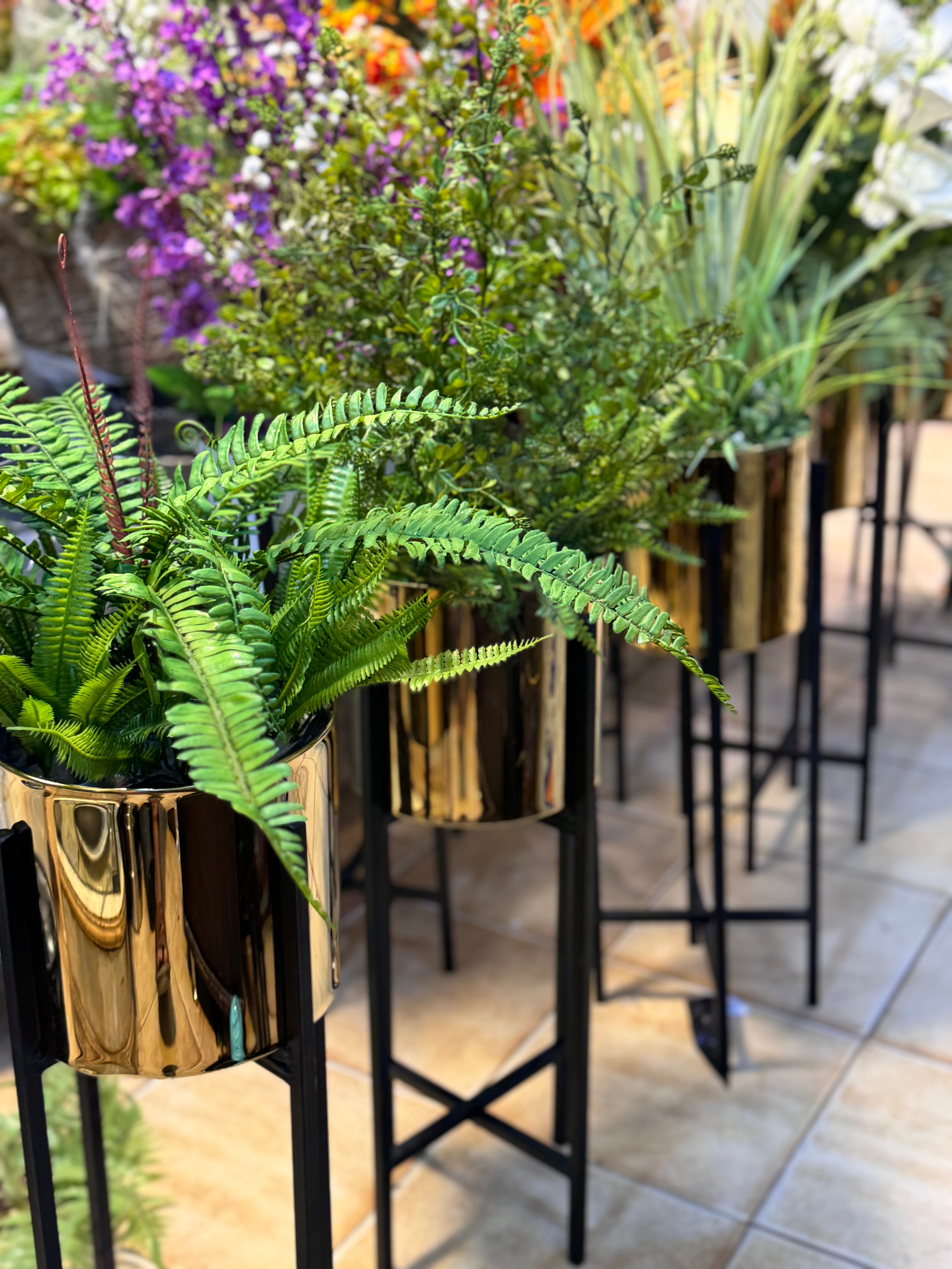 Metal stand with plants