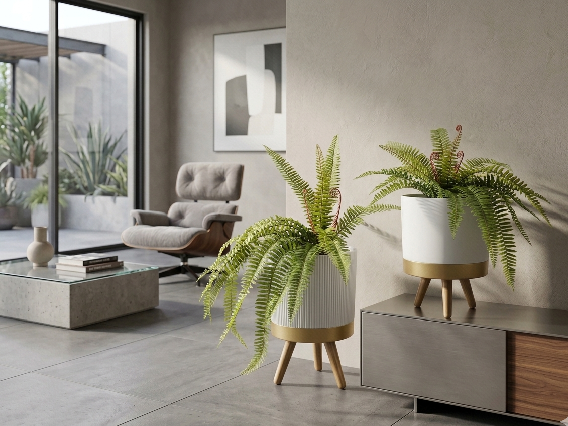 mid century modern plant pot and stand Mid-Century Modern Planter set – Fantasia Florist