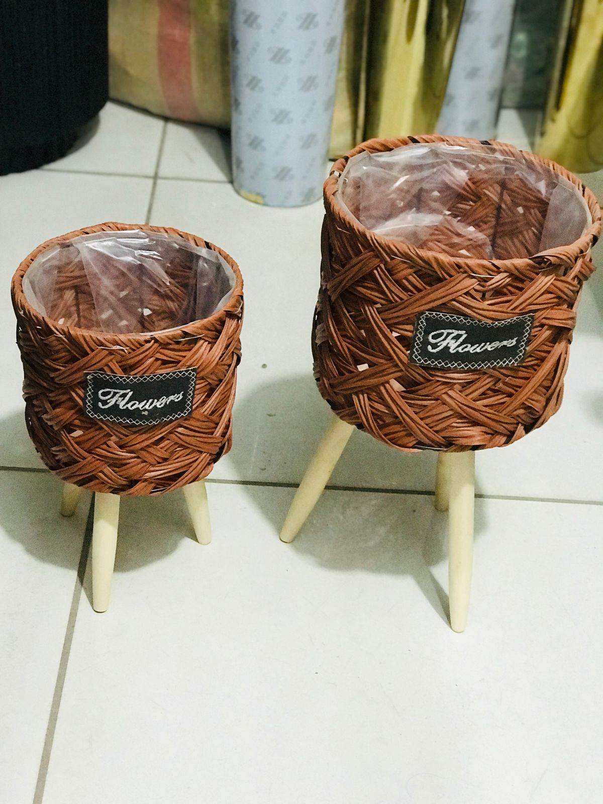 Ratan Woven planters