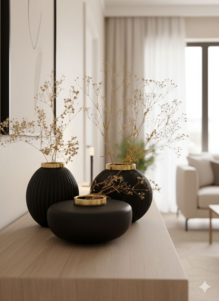 Noir Glass Vase Set