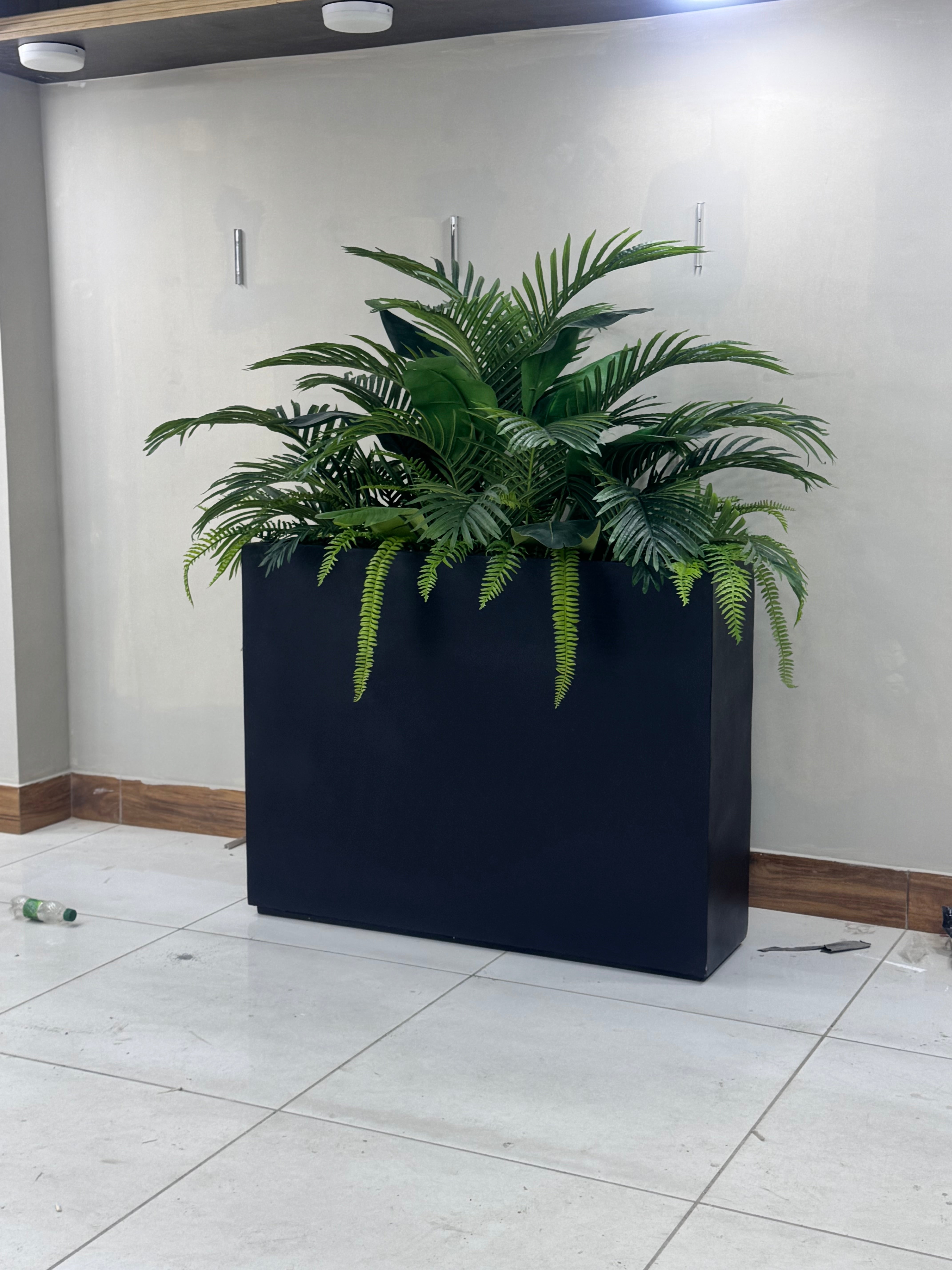 Tropical Horizon Fiber Planter – Premium Palm & Fern Arrangement