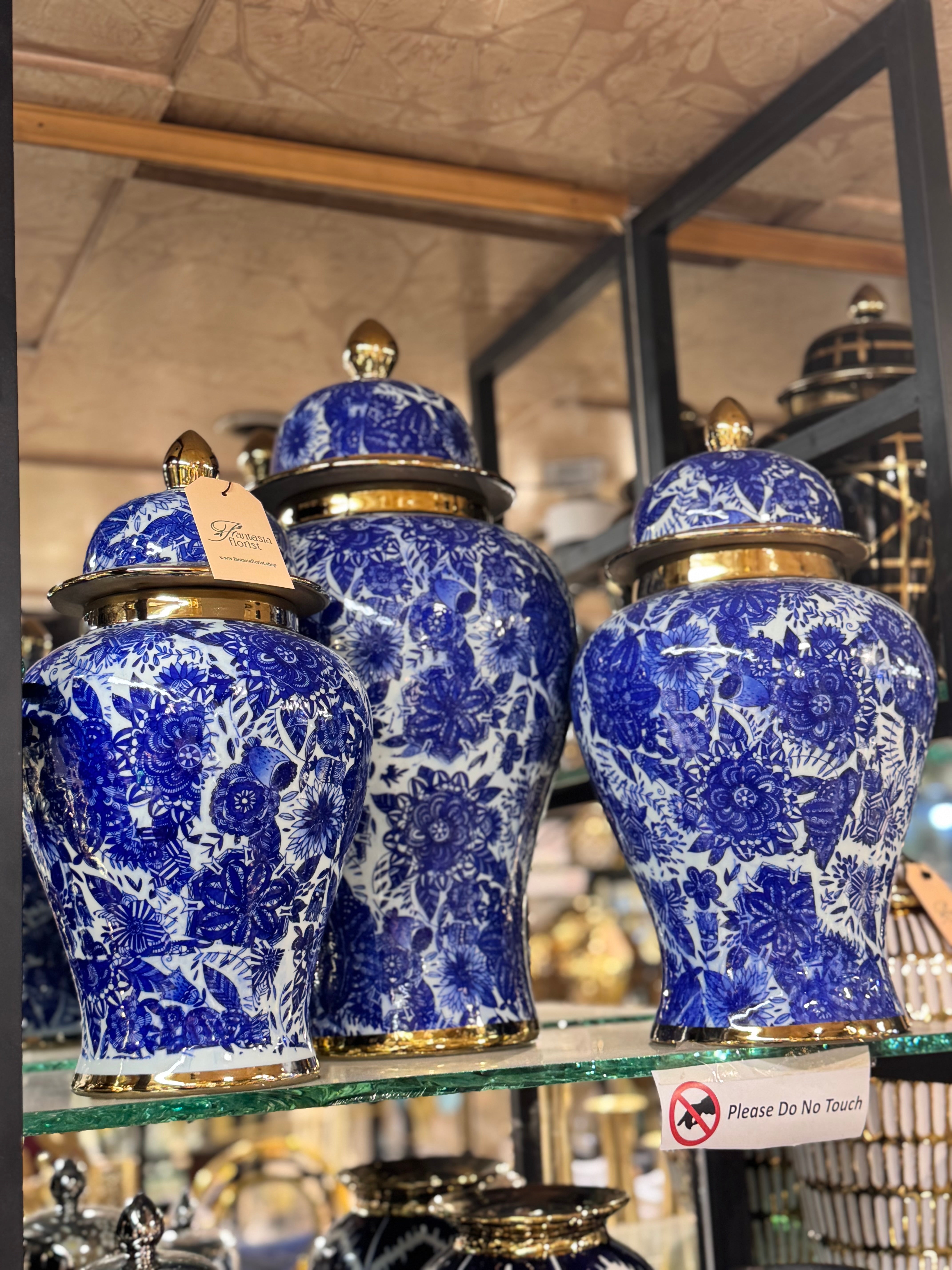 Royal Blue & Gold Ceramic Ginger Jar