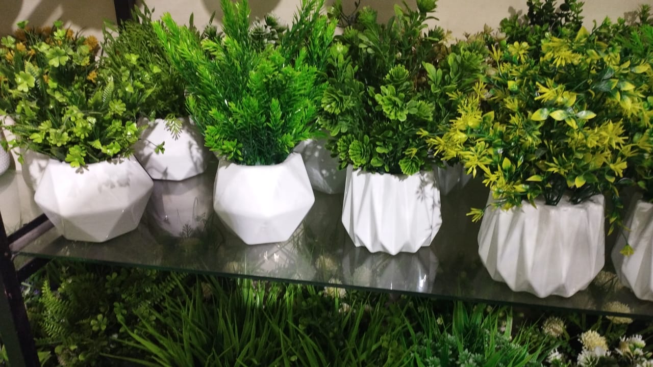artificial plant pot filler Ceramic Pots with Fillers – Fantasia Florist