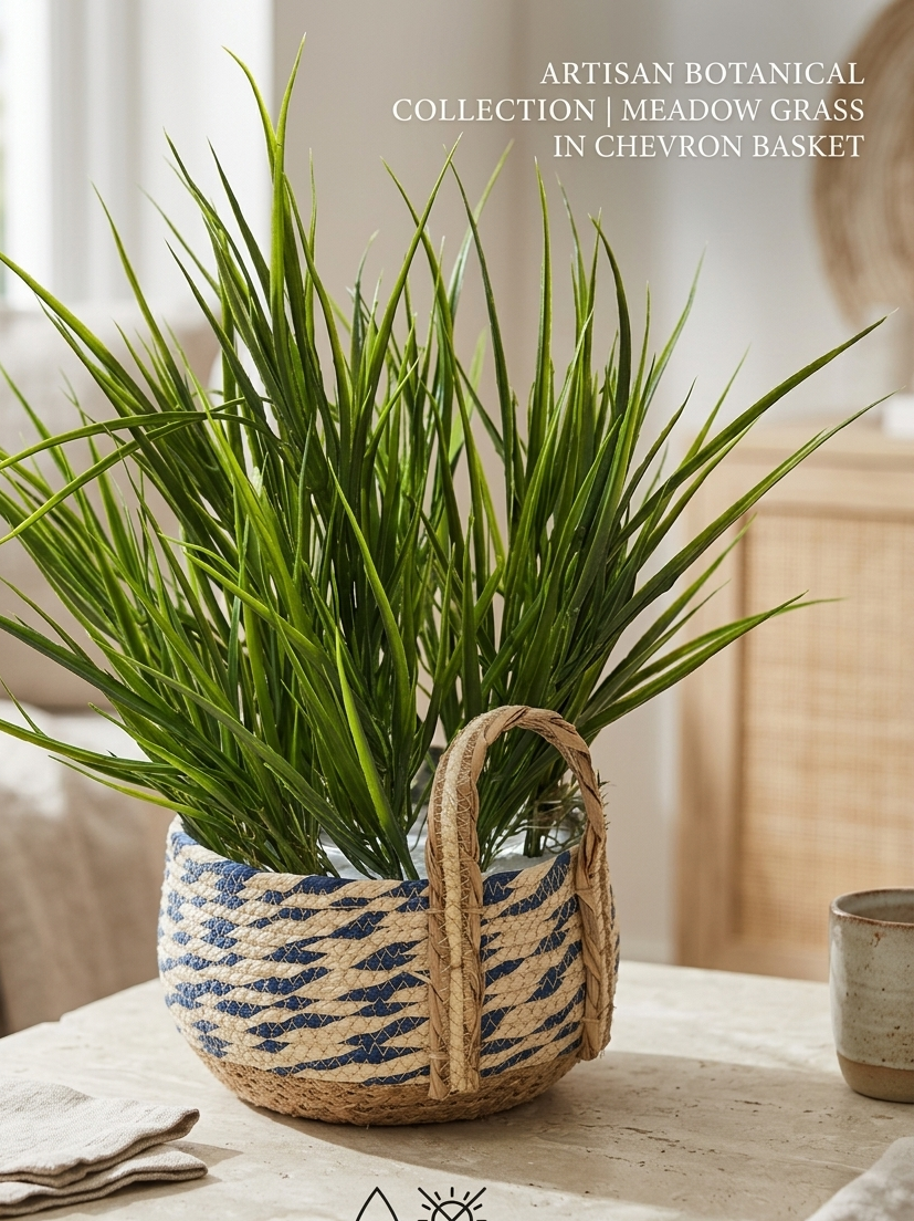 Artificial Potted Plant with Faux Greenery in Woven Jute Basket