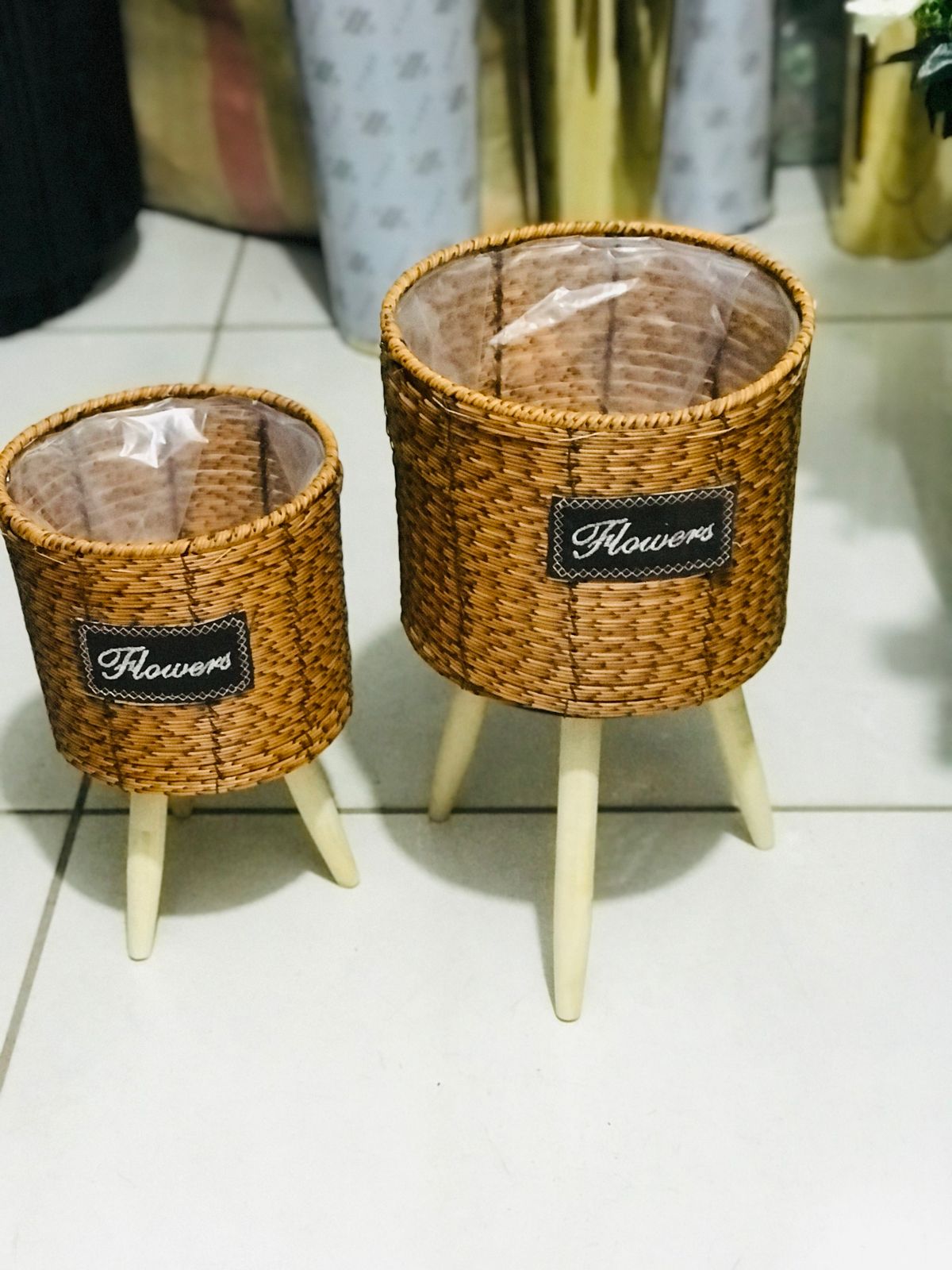 Ratan Woven planters