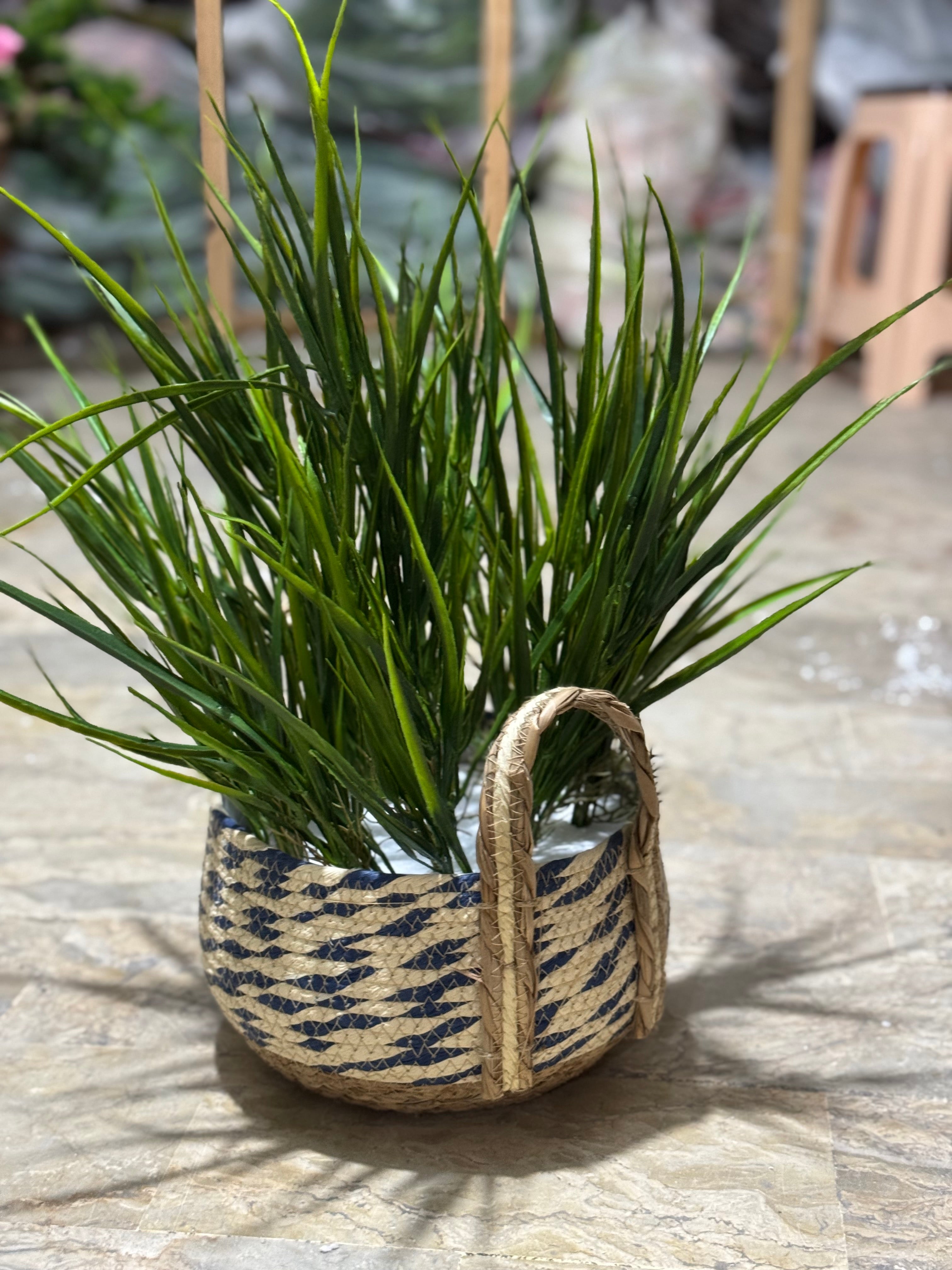 Artificial Potted Plant with Faux Greenery in Woven Jute Basket
