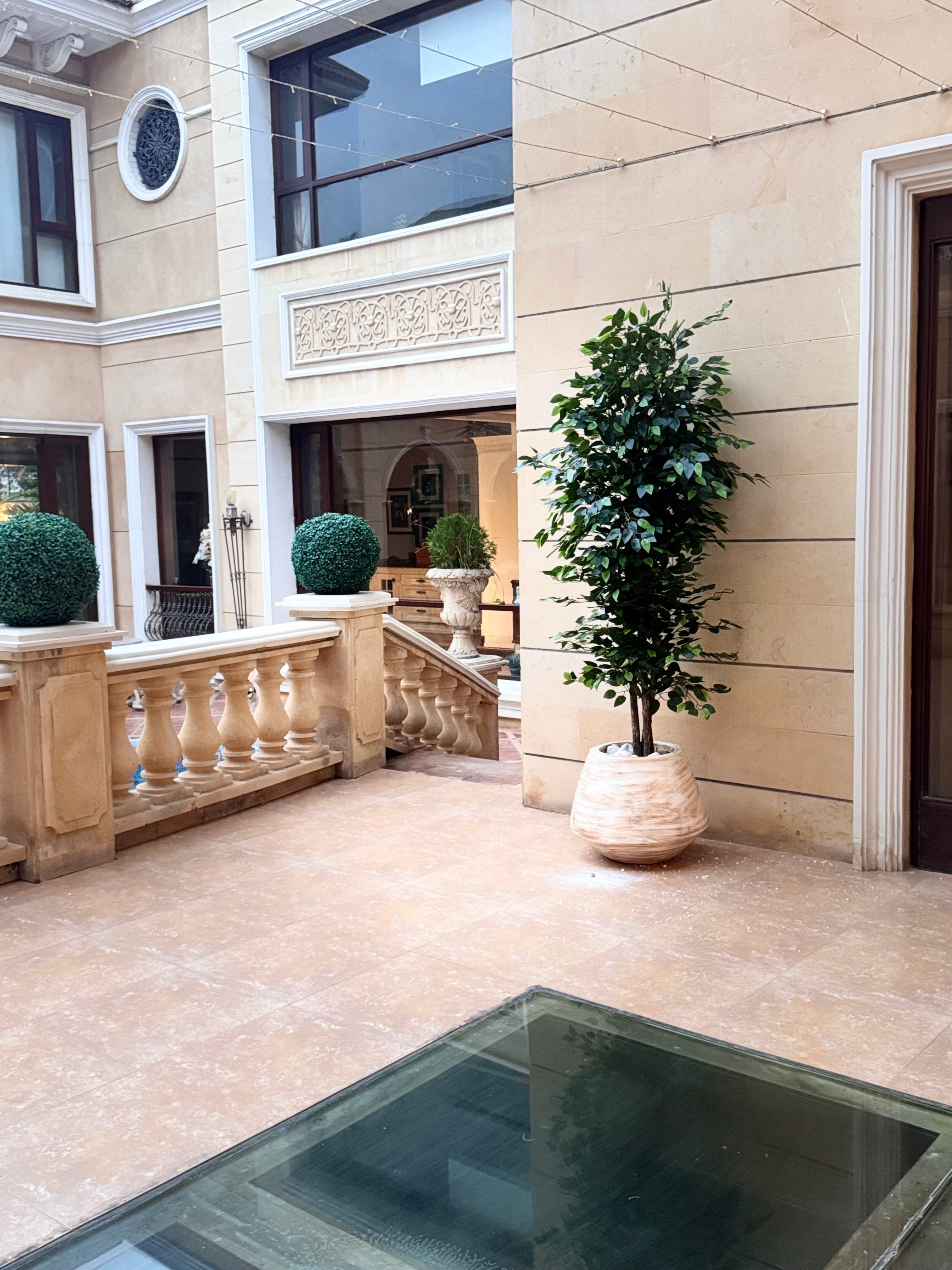 Lifelike Ficus in Antique Finish Trio Pot