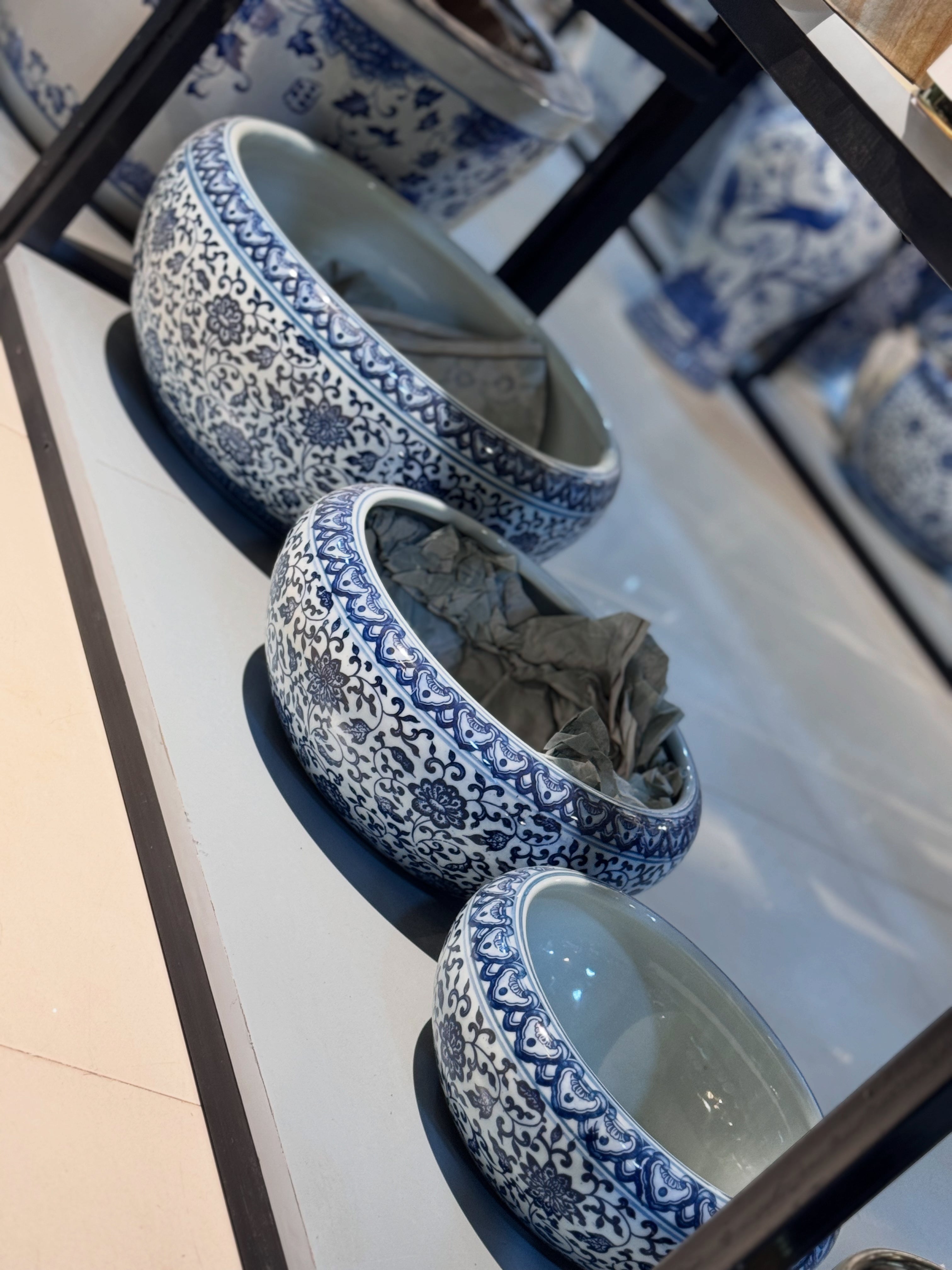 Blue pottery planters