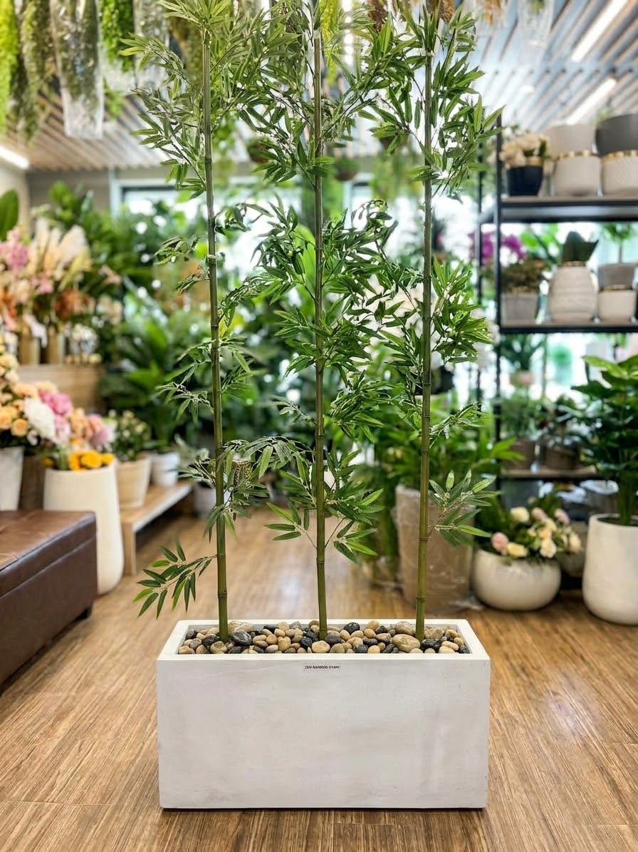 Zen Bamboo Trough Planter (Kyari) – Premium Artificial Indoor Divider