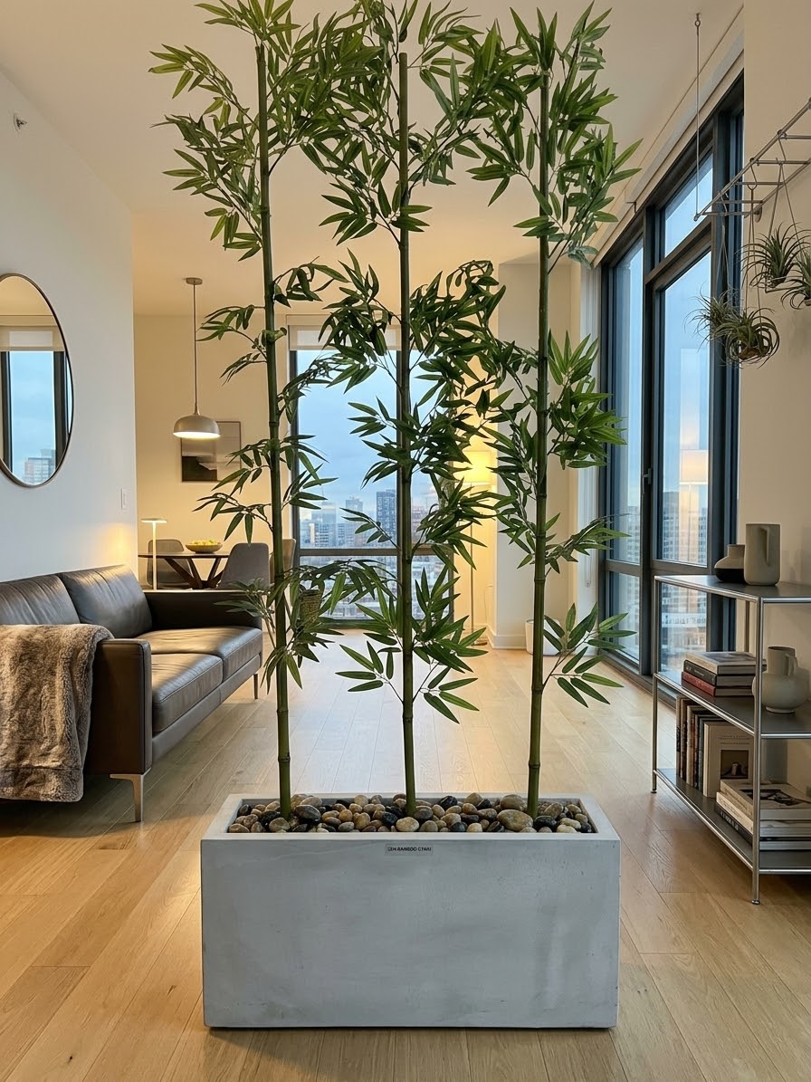 Zen Bamboo Trough Planter (Kyari) – Premium Artificial Indoor Divider
