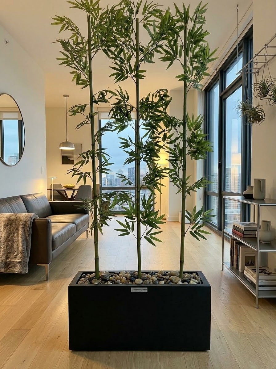 Zen Bamboo Trough Planter (Kyari) – Premium Artificial Indoor Divider