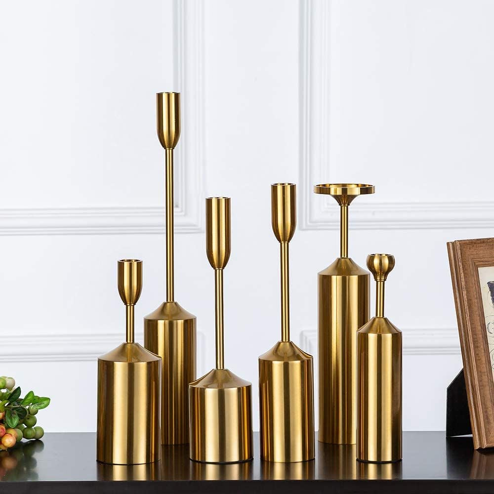 Elegant Brass Candle Stand Set