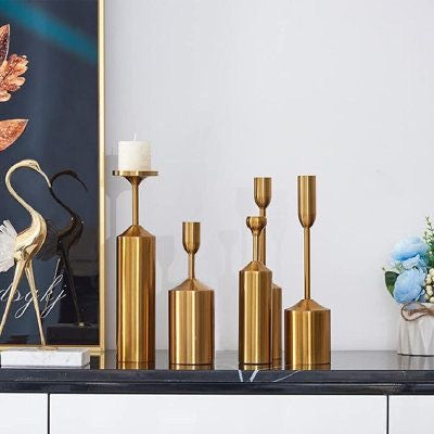 Elegant Brass Candle Stand Set