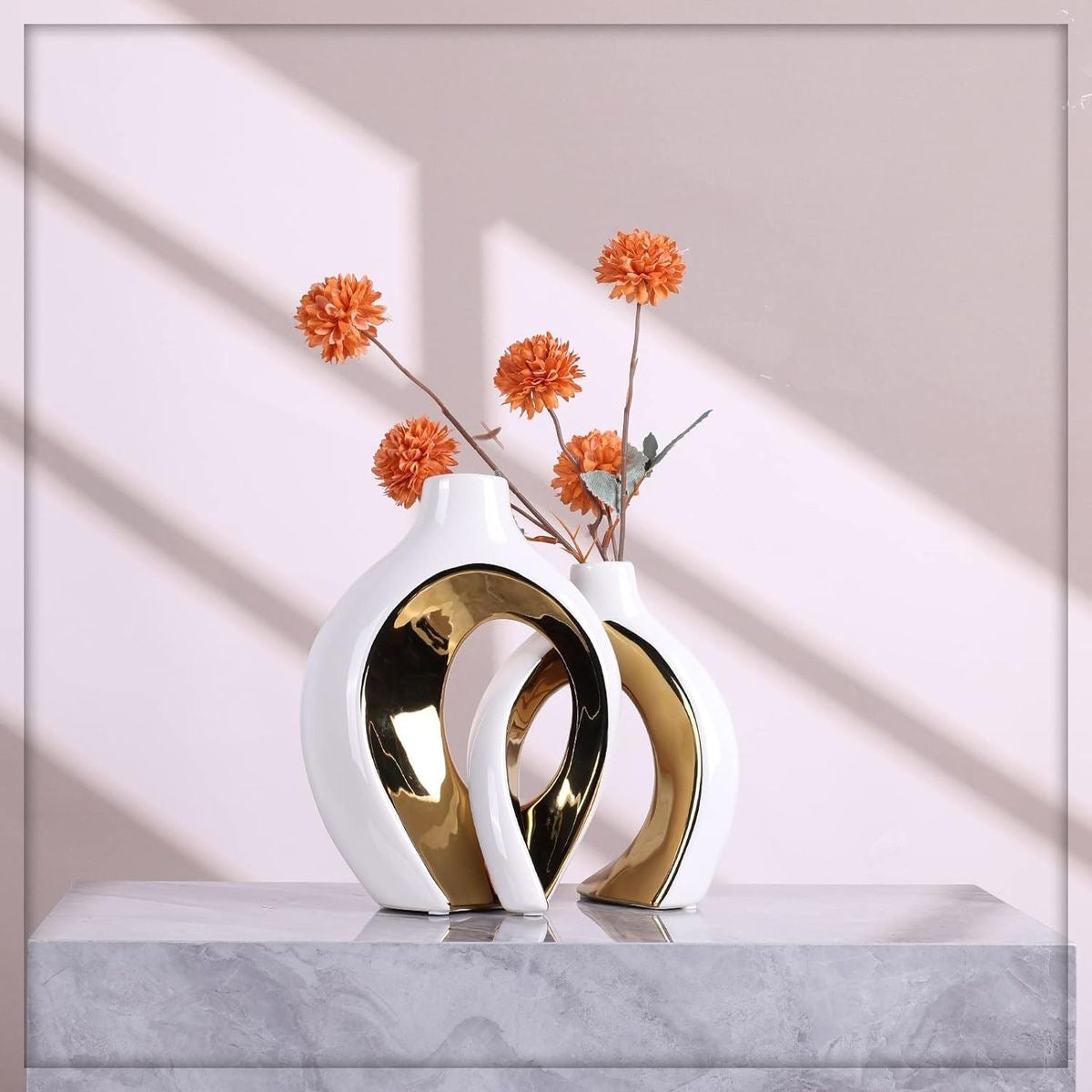 Obsidian Gold Loop Vases – set