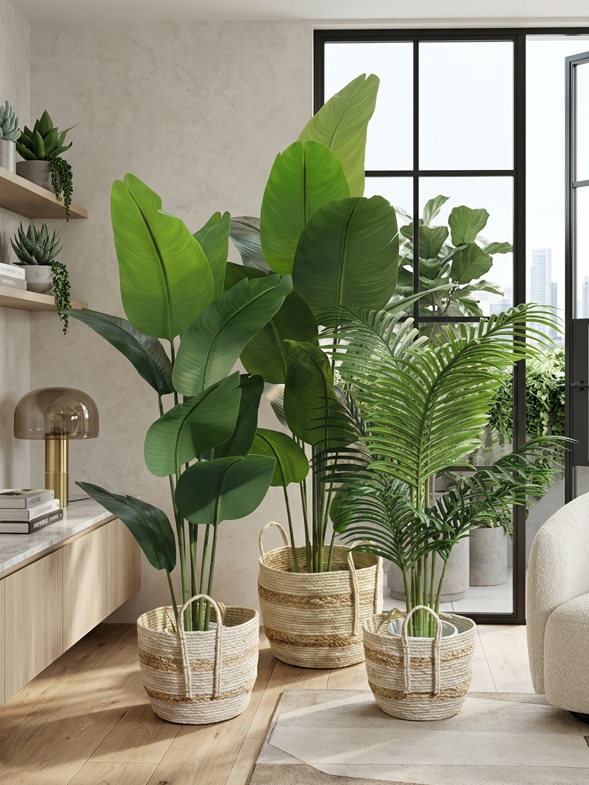CANE PLANTER SET WITH PLANTS