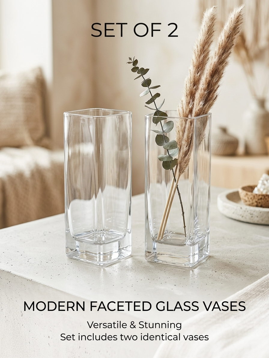 Minimalist Square Glass Vase Set
