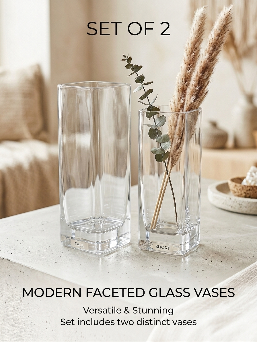 Minimalist Square Glass Vase Set