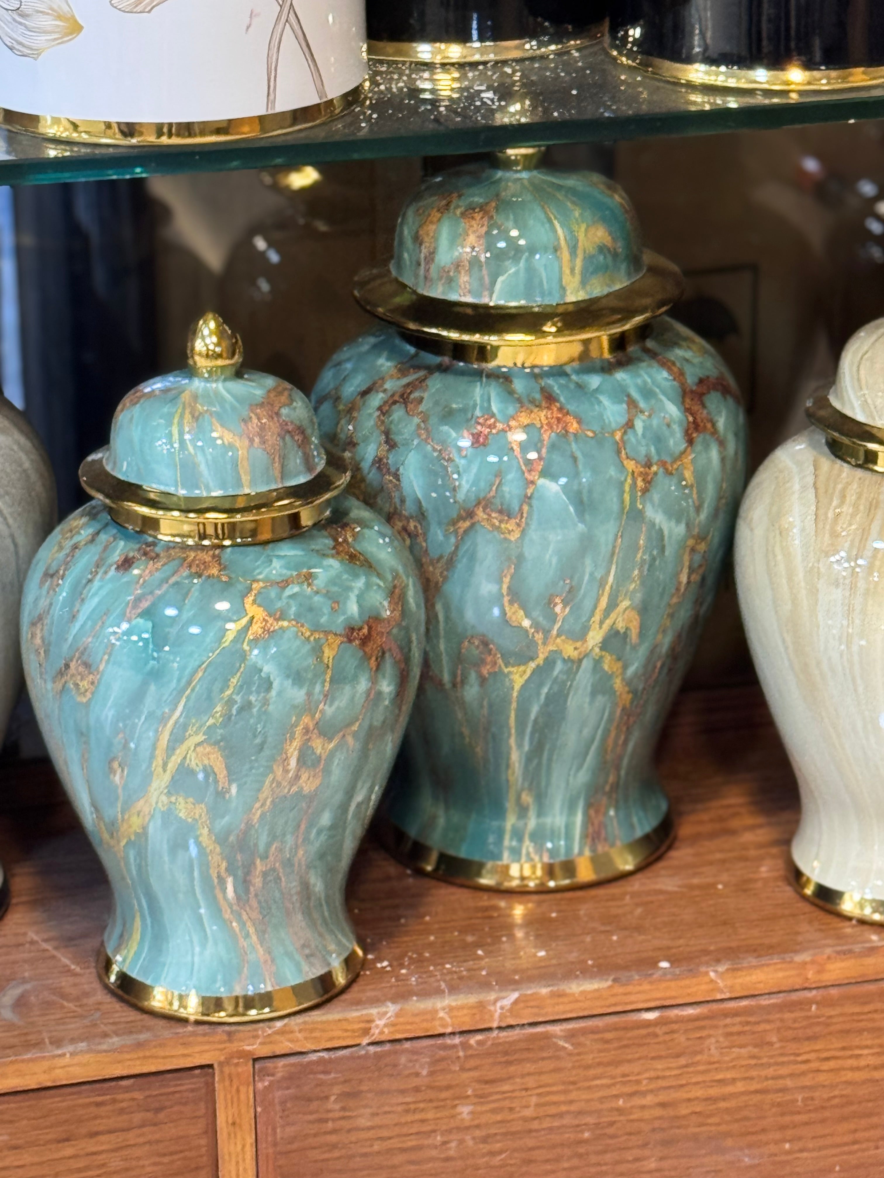 Marble Finish Ginger Jars,