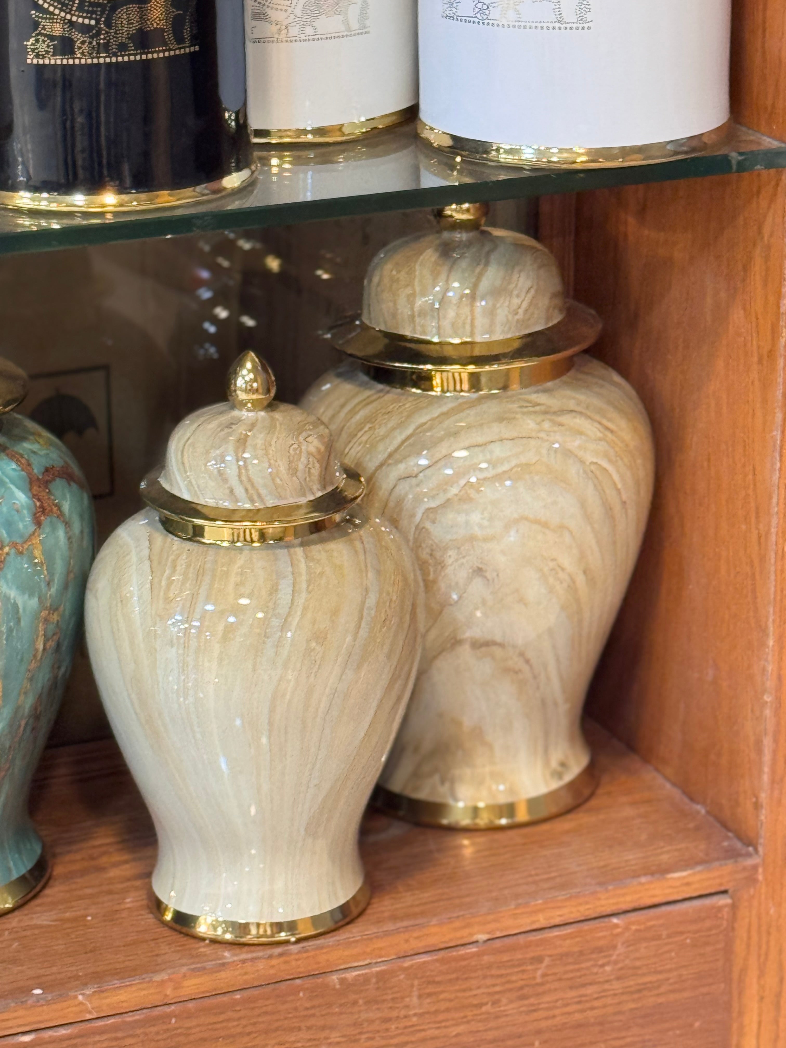 Marble Finish Ginger Jars,