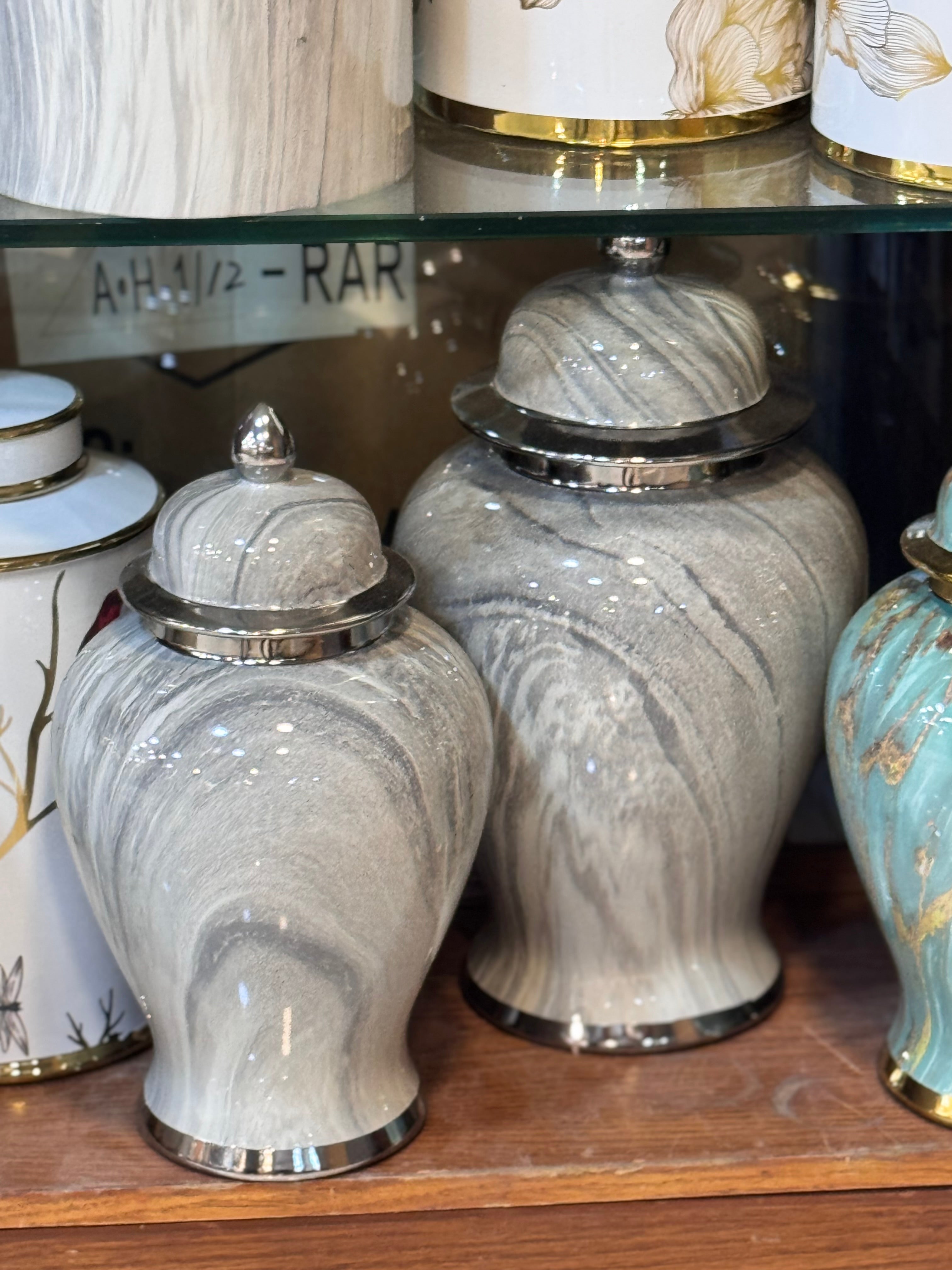 Marble Finish Ginger Jars,