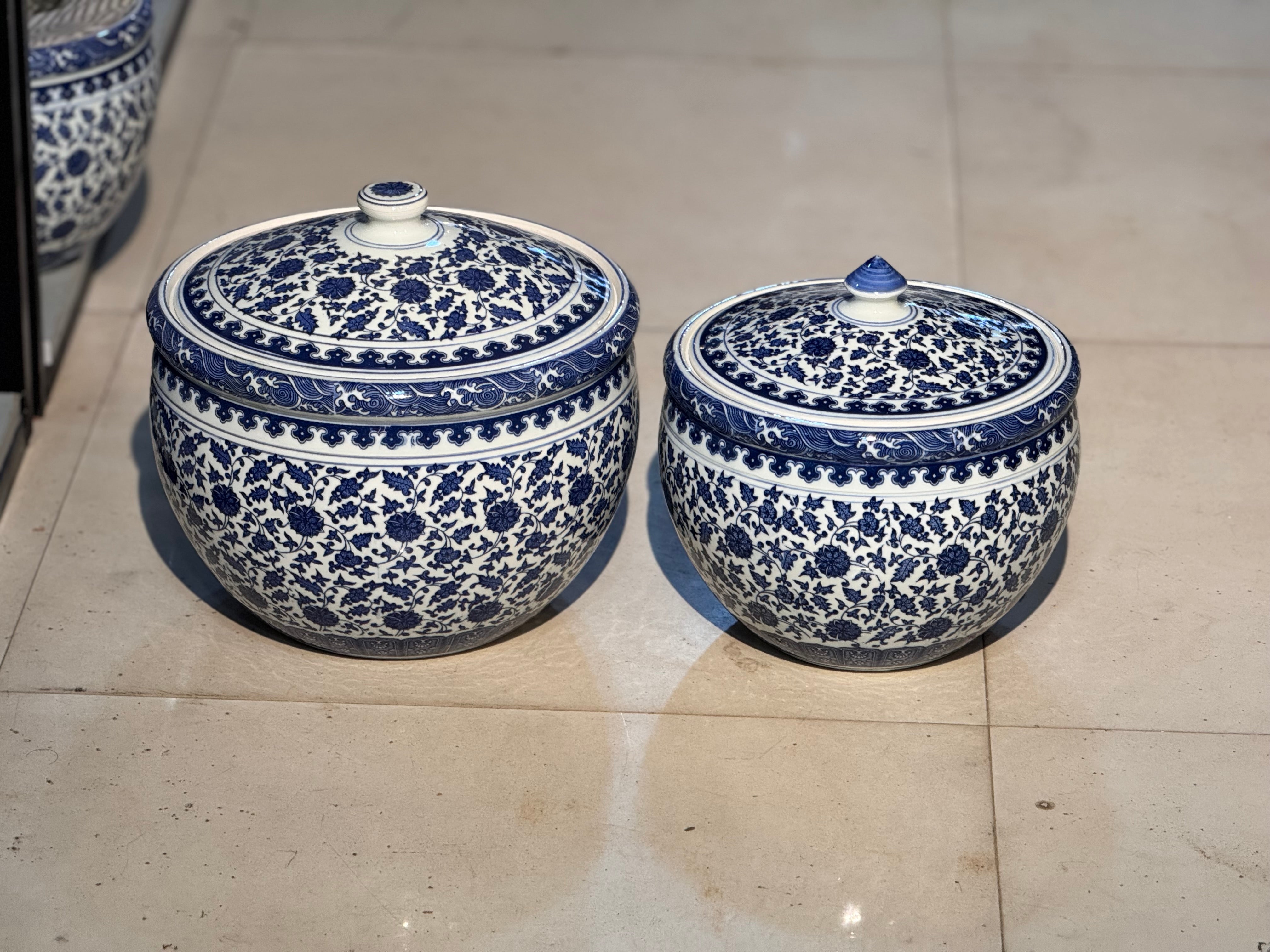 Blue Ceramic Set with Lids