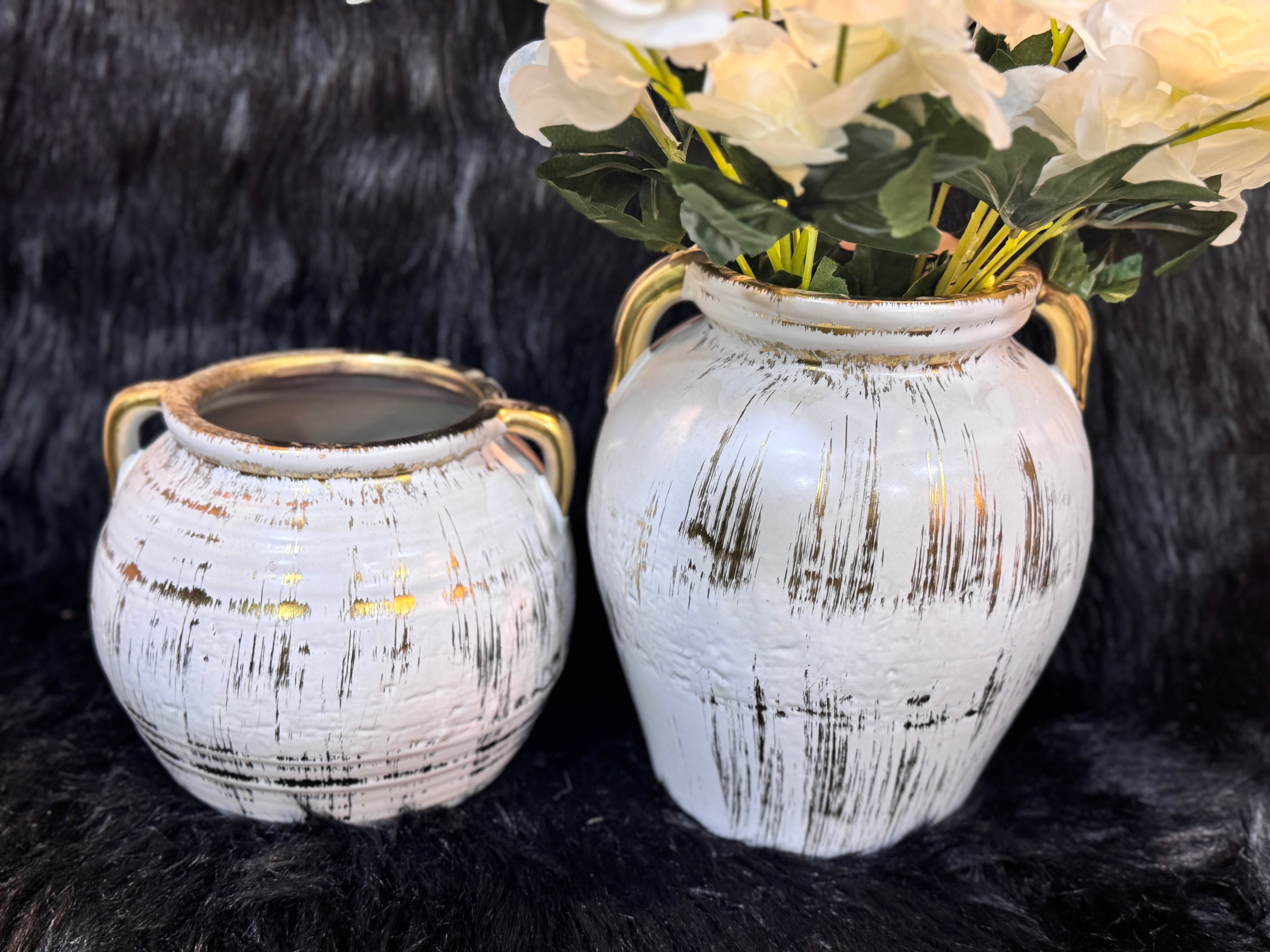 Antique finish vase set