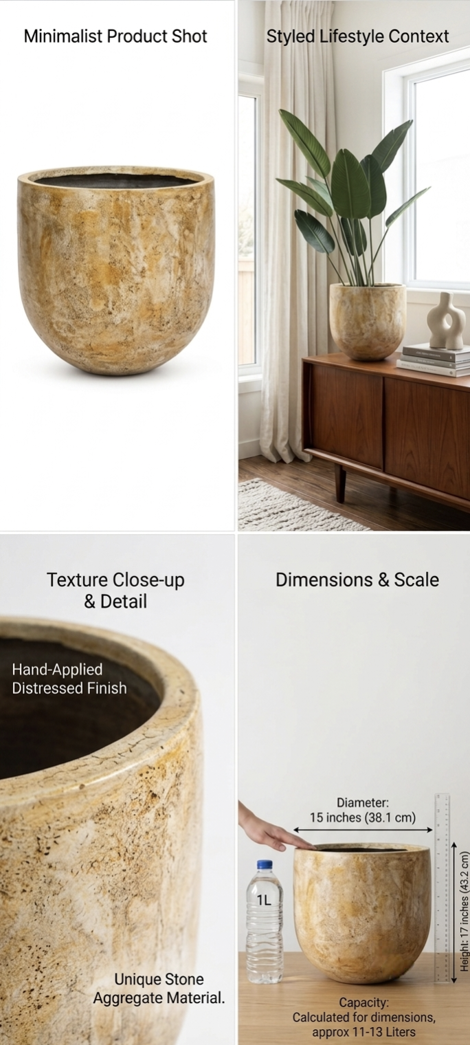 Rustic Fiber-Stone planter