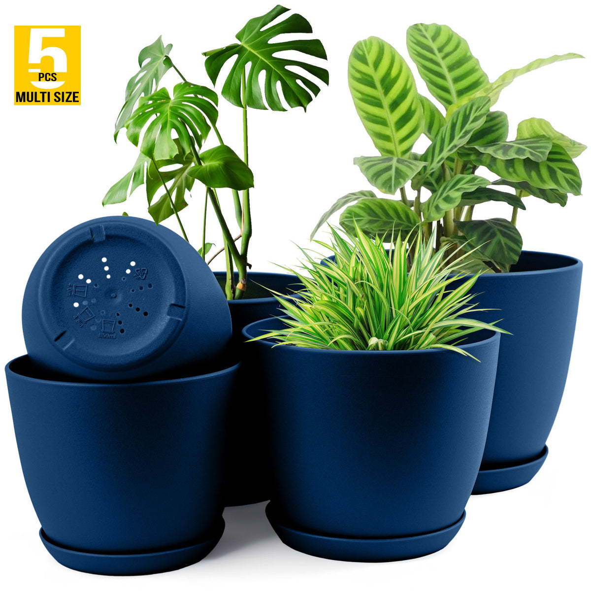 Modern Plastic pot set of 5