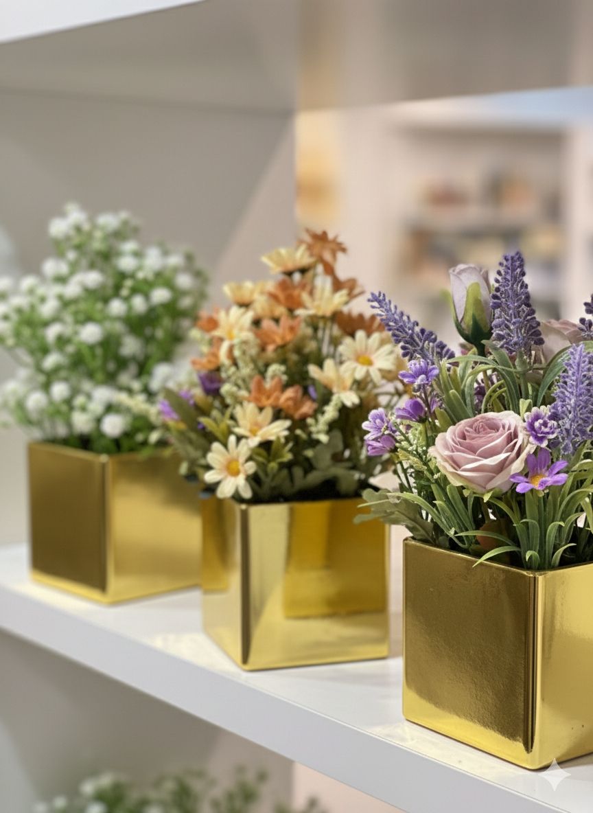 acrylic plant pots Golden Acrylic flower pots – Fantasia Florist